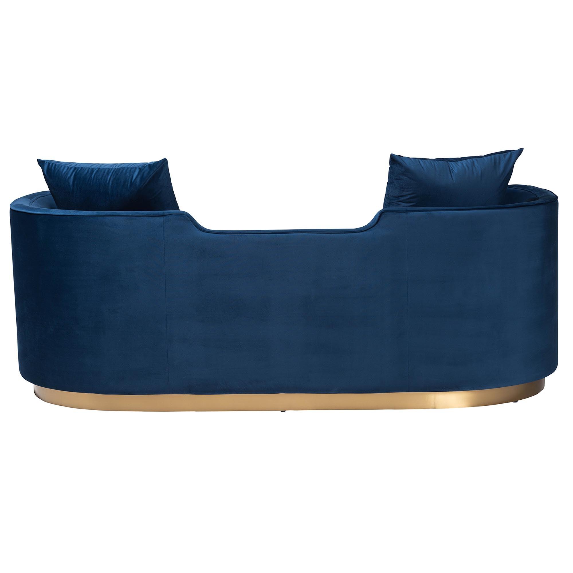 Deserae Glam and Luxe Velvet and Brushed Metal Sofa