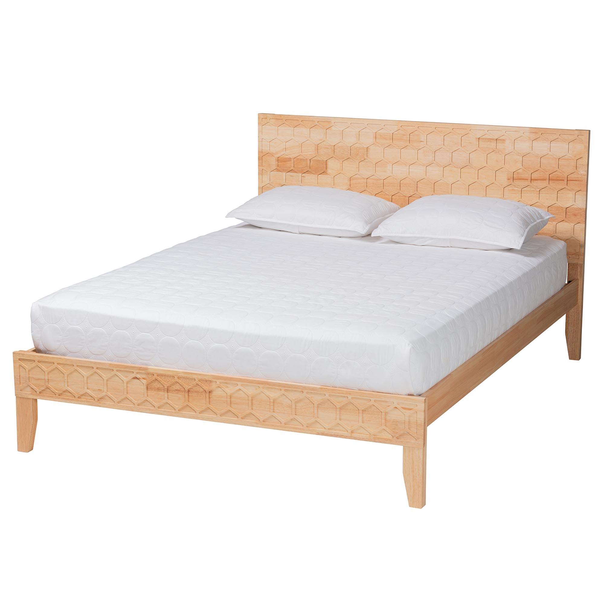 Hosea Japandi Carved Honeycomb Platform Bed