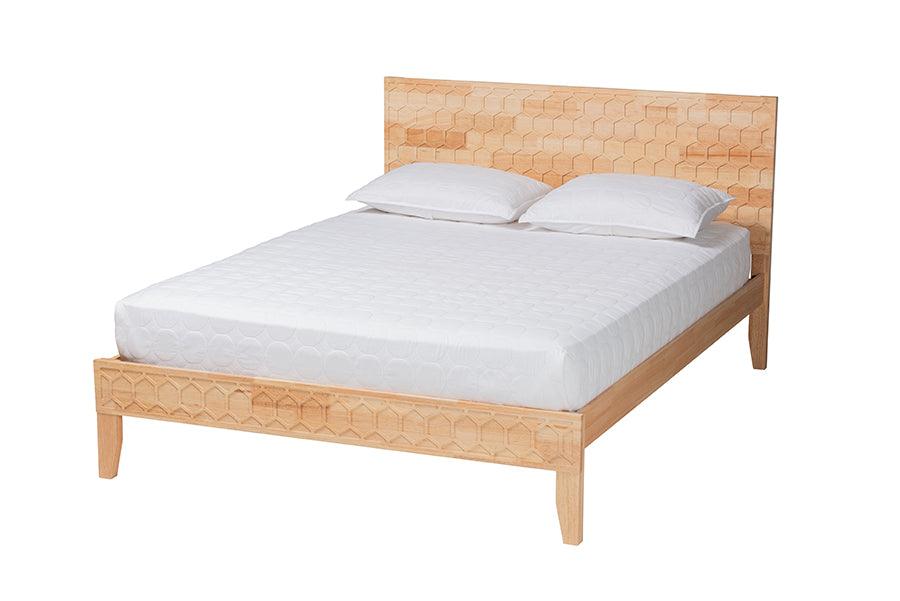 Hosea Japandi Carved Honeycomb Platform Bed