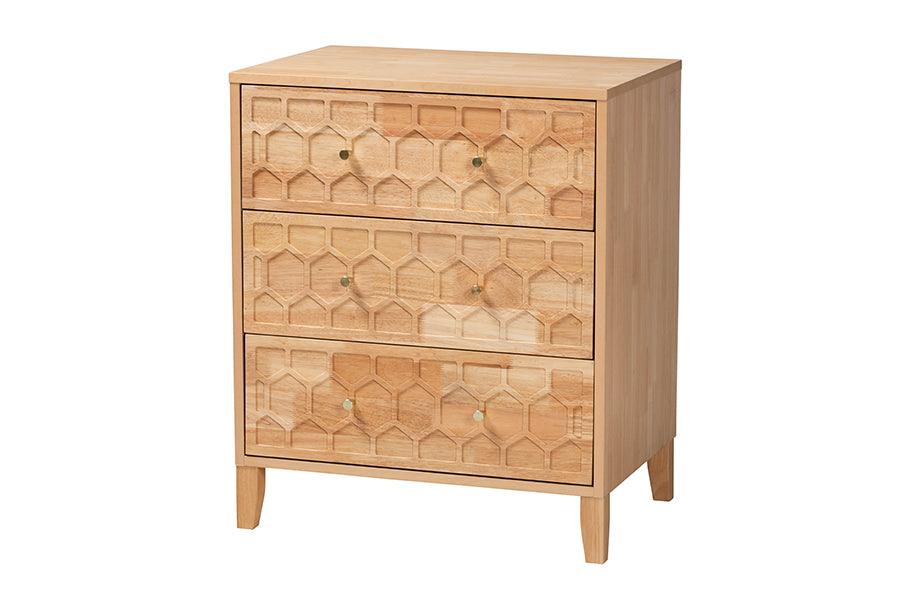 Hosea Japandi Carved Honeycomb 3-Drawer Chest