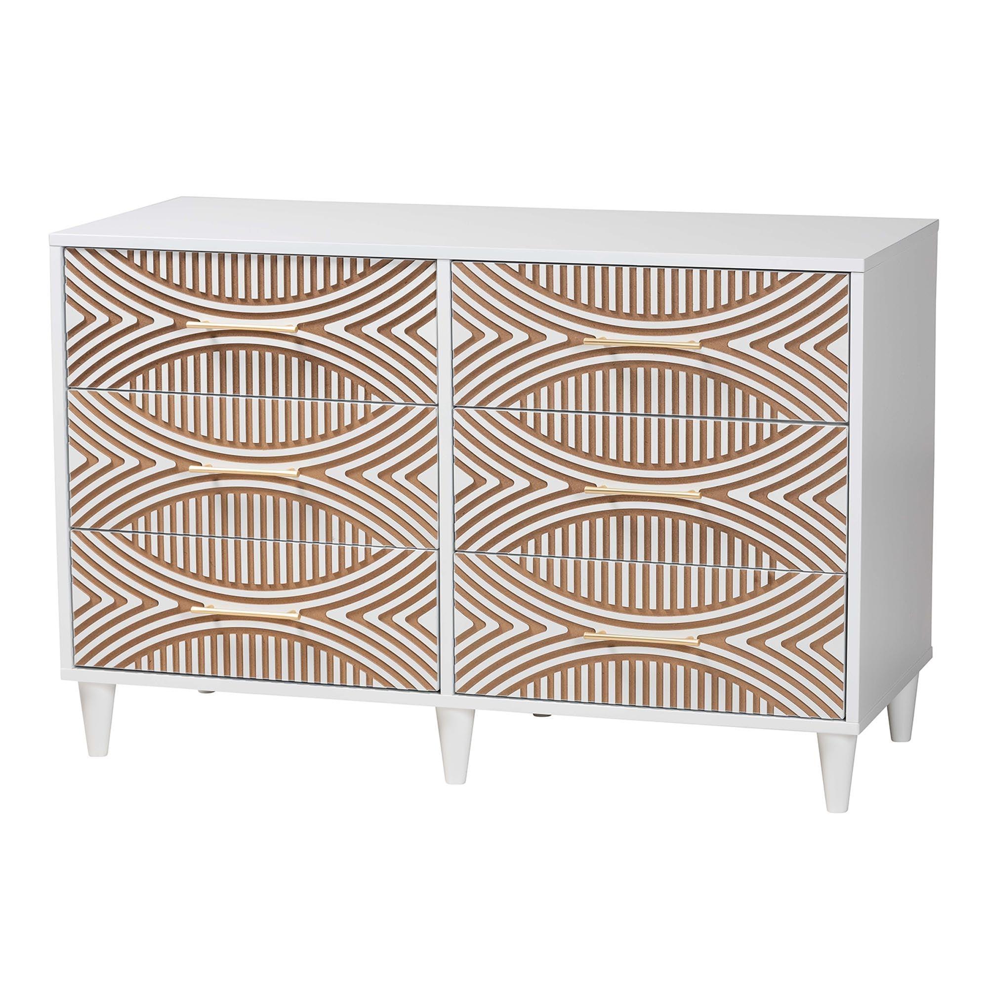 Louetta Coastal Carved Contrasting 6-Drawer Dresser