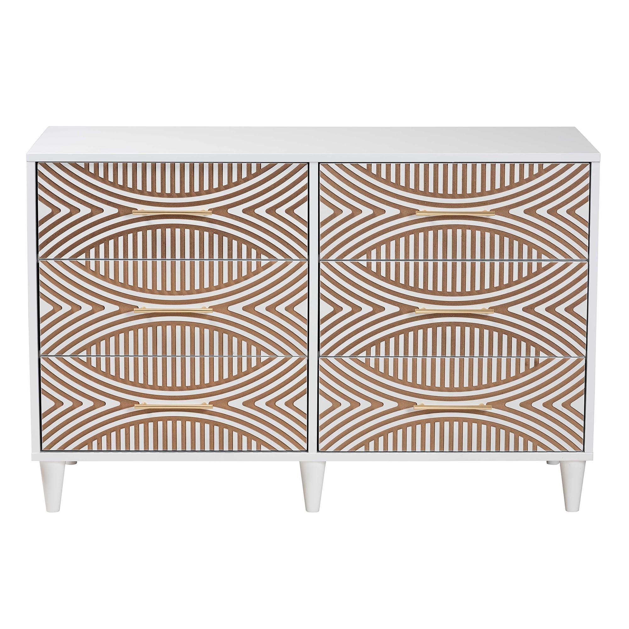 Louetta Coastal Carved Contrasting 6-Drawer Dresser