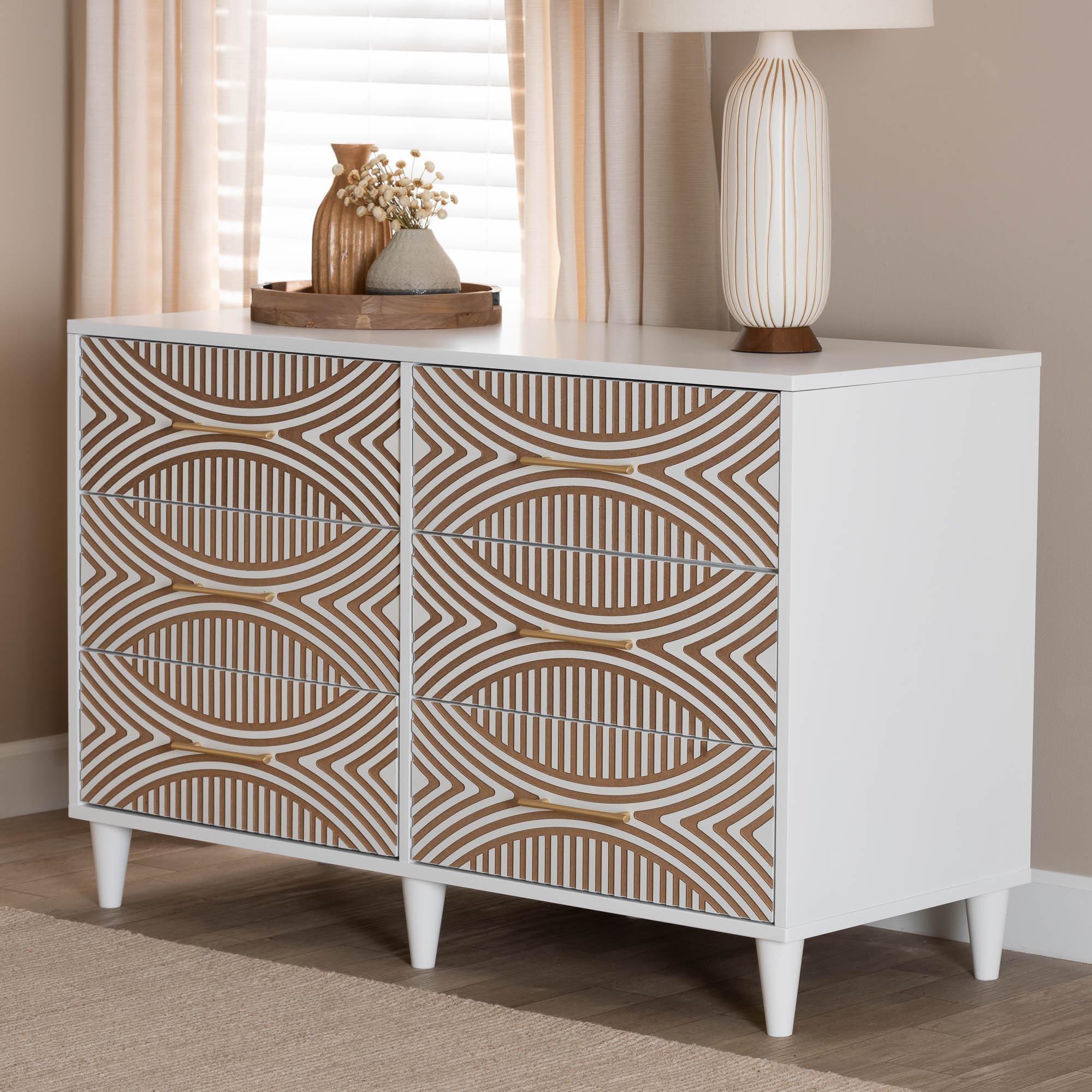 Louetta Coastal Carved Contrasting 6-Drawer Dresser