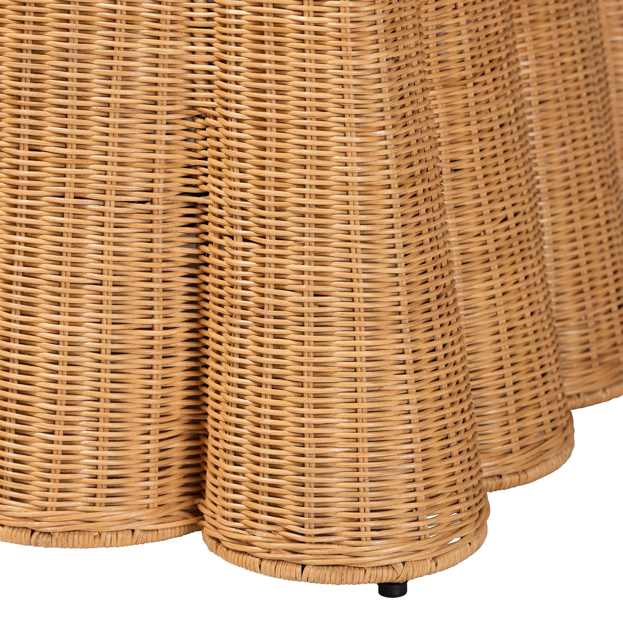 bali & pari Palm Bohemian Honey Scallop Rattan Ottoman