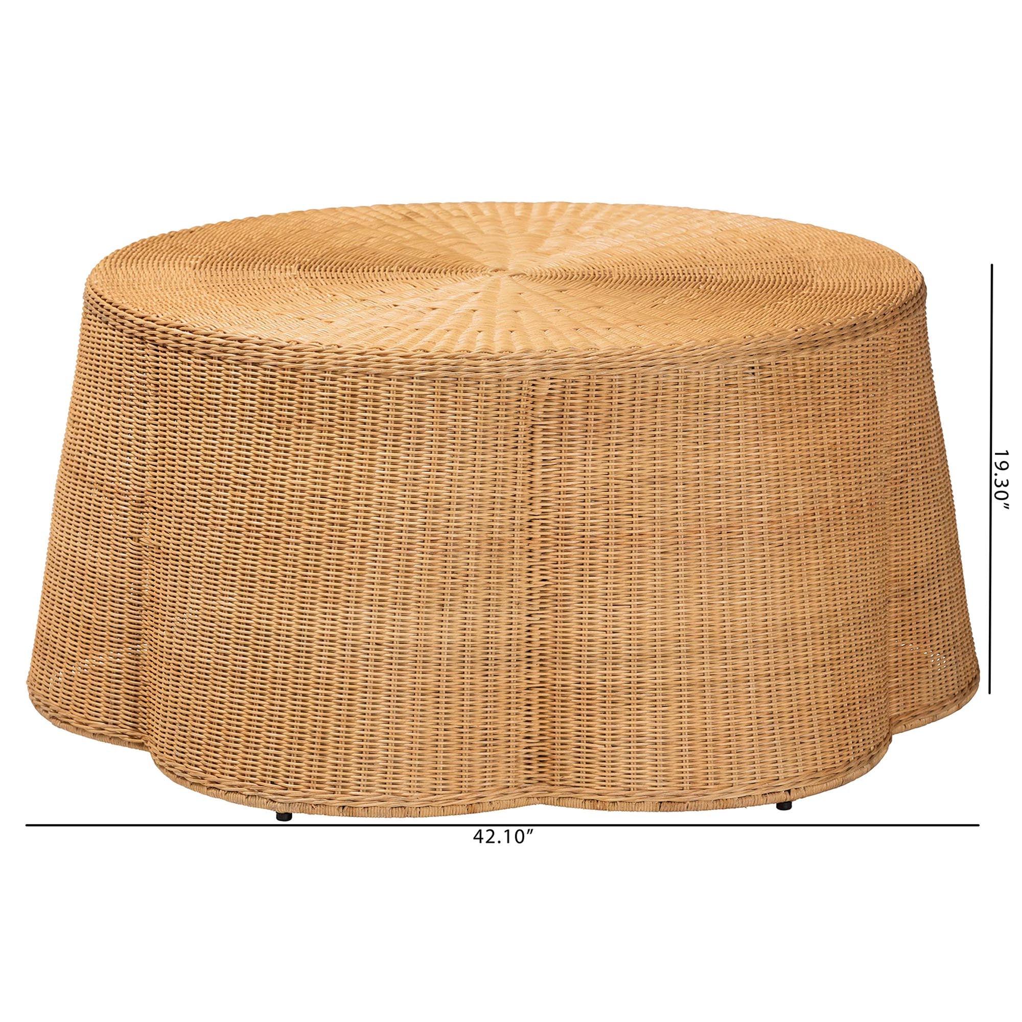 bali & pari Palm Bohemian Honey Scallop Rattan Coffee Table