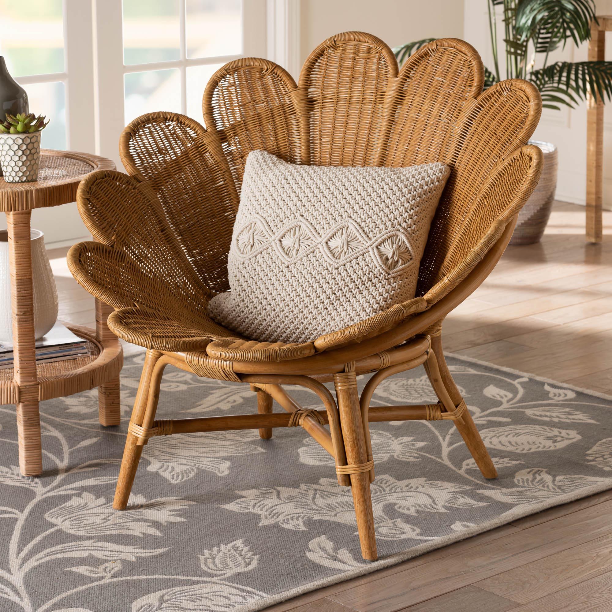 bali & pari Blossom Bohemian Honey Rattan Accent Flower Chair