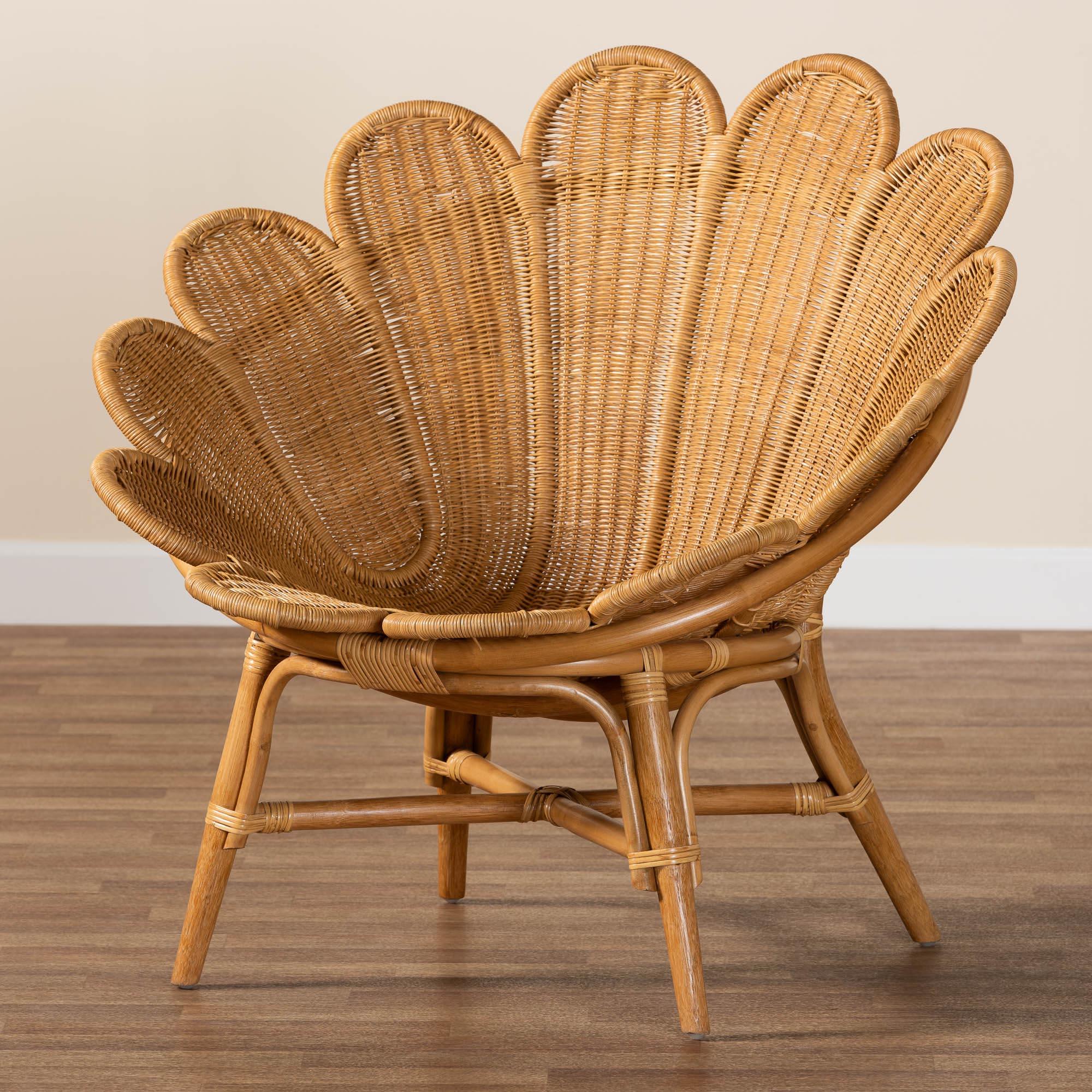 bali & pari Blossom Bohemian Honey Rattan Accent Flower Chair