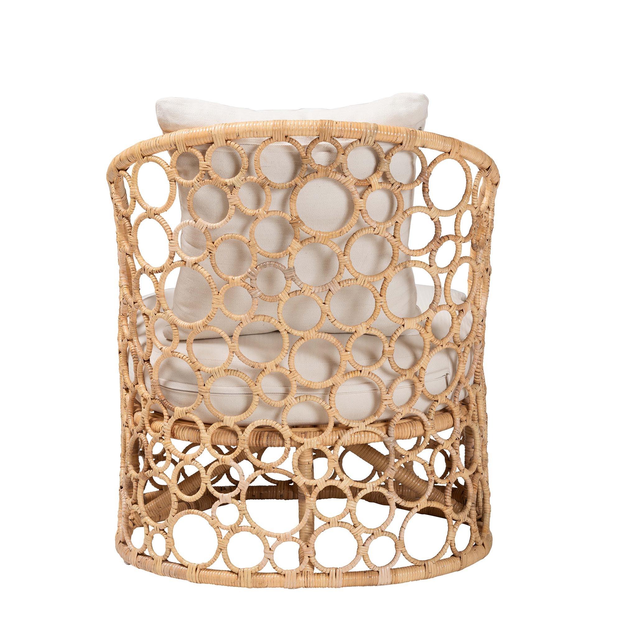 bali & pari Prisca Bohemian Light Honey Rattan Accent Chair