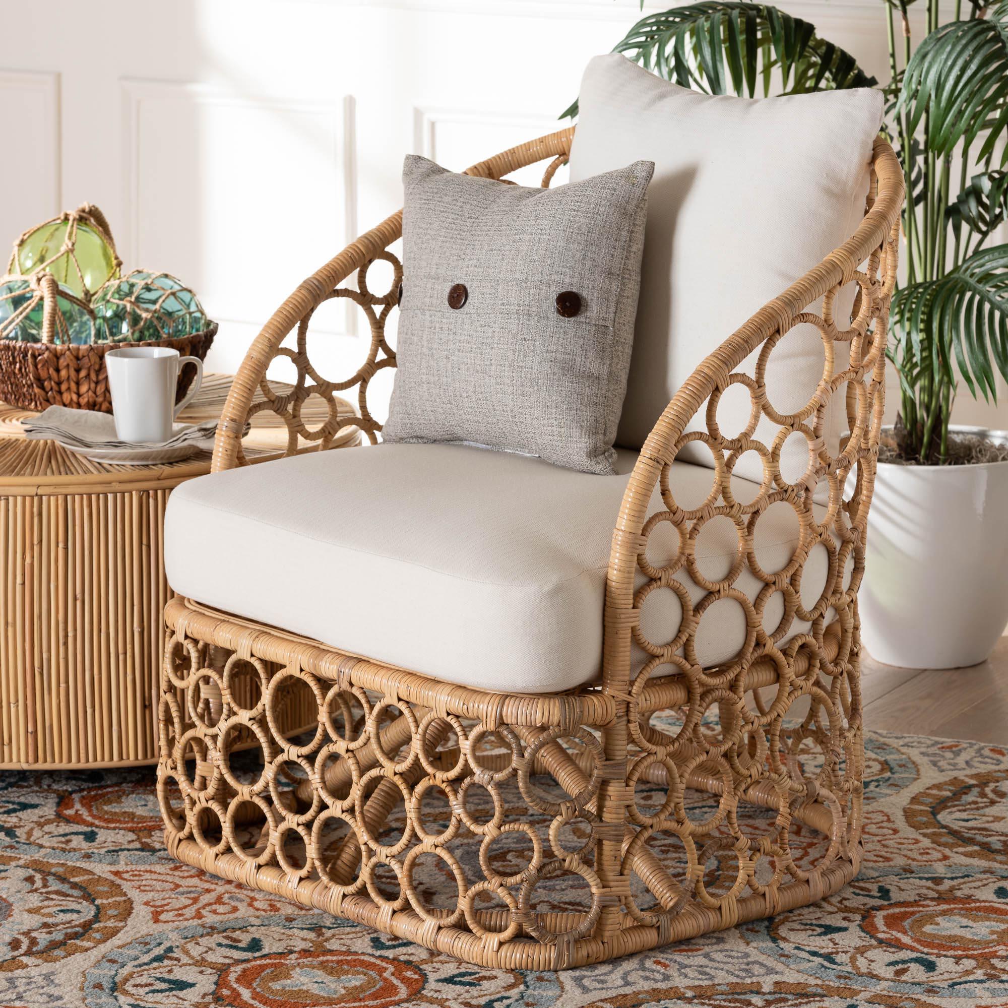 bali & pari Prisca Bohemian Light Honey Rattan Accent Chair