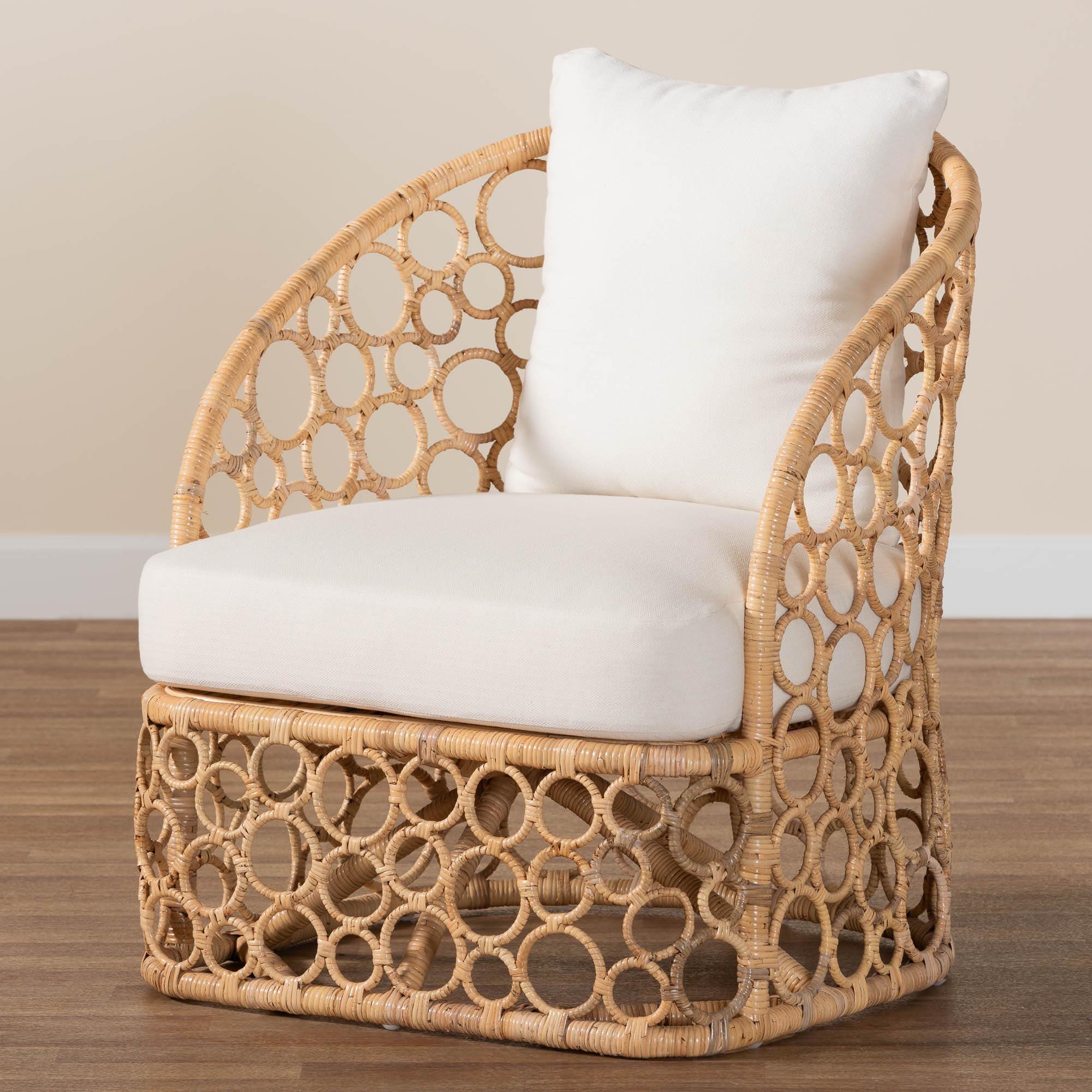 bali & pari Prisca Bohemian Light Honey Rattan Accent Chair