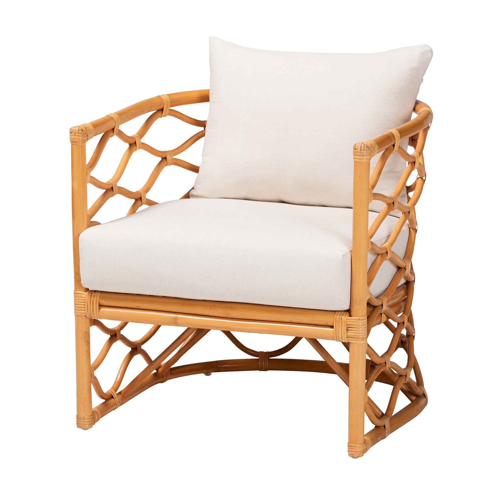 bali & pari Acelynn Bohemian Light Honey Rattan Arm Chair