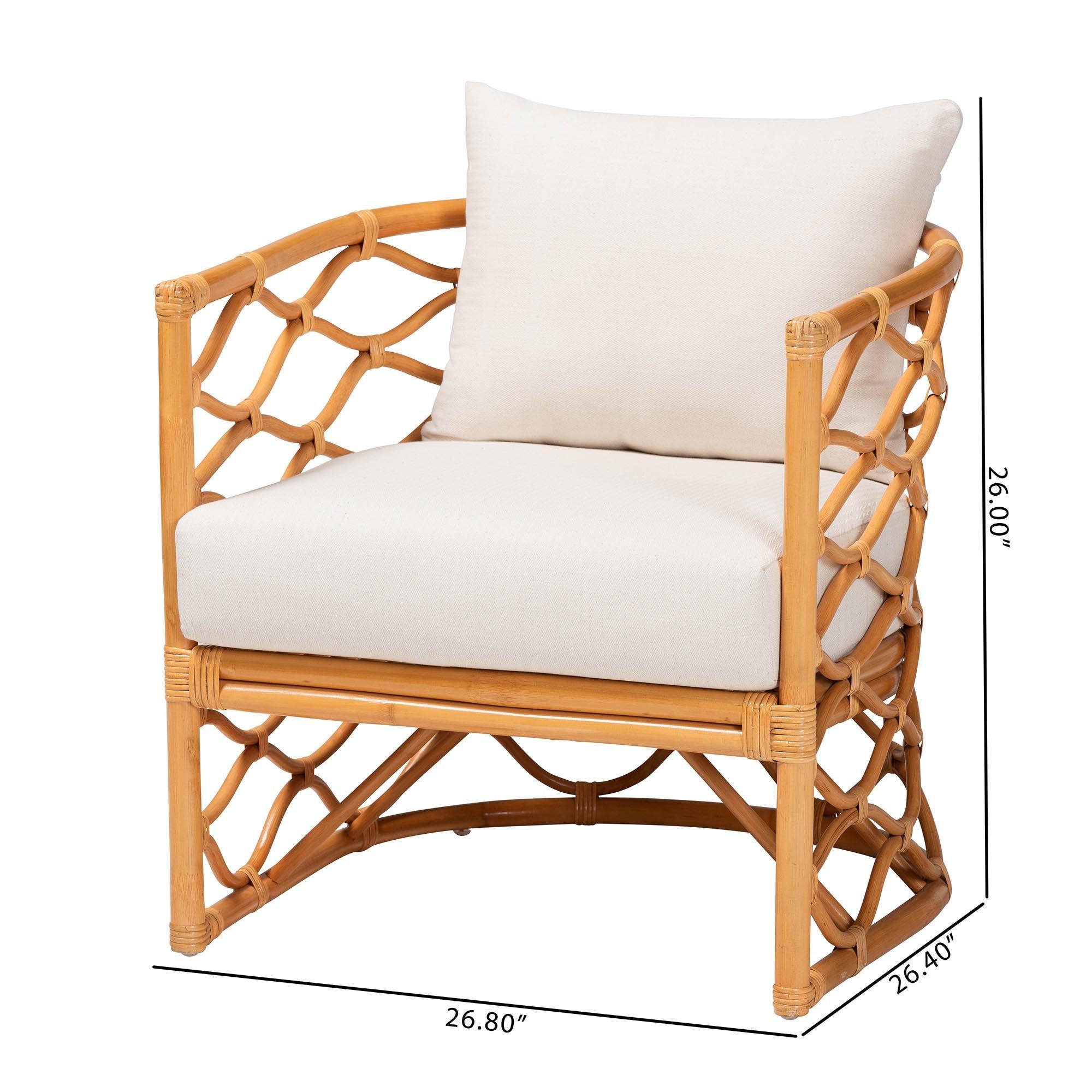 bali & pari Acelynn Bohemian Light Honey Rattan Arm Chair