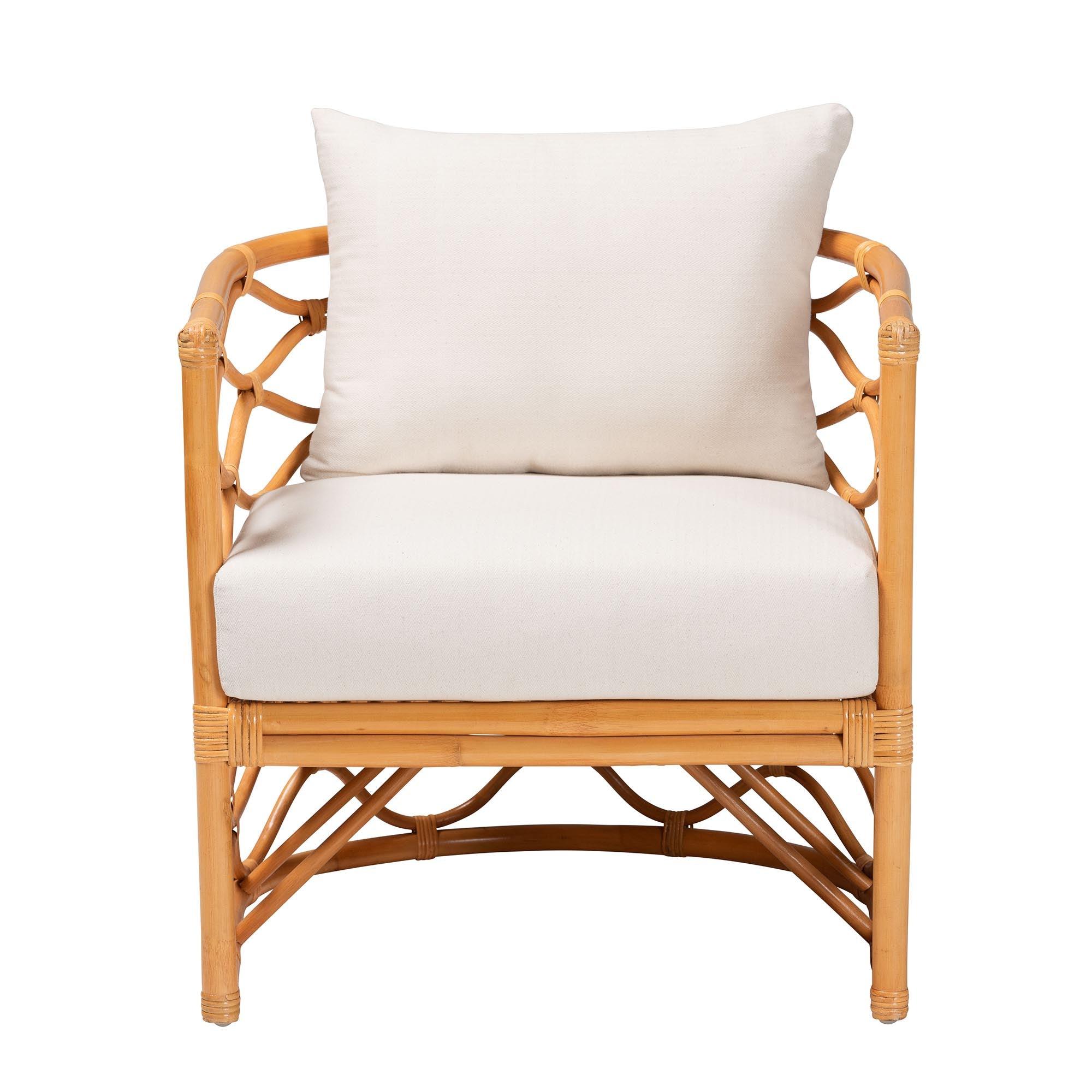 bali & pari Acelynn Bohemian Light Honey Rattan Arm Chair