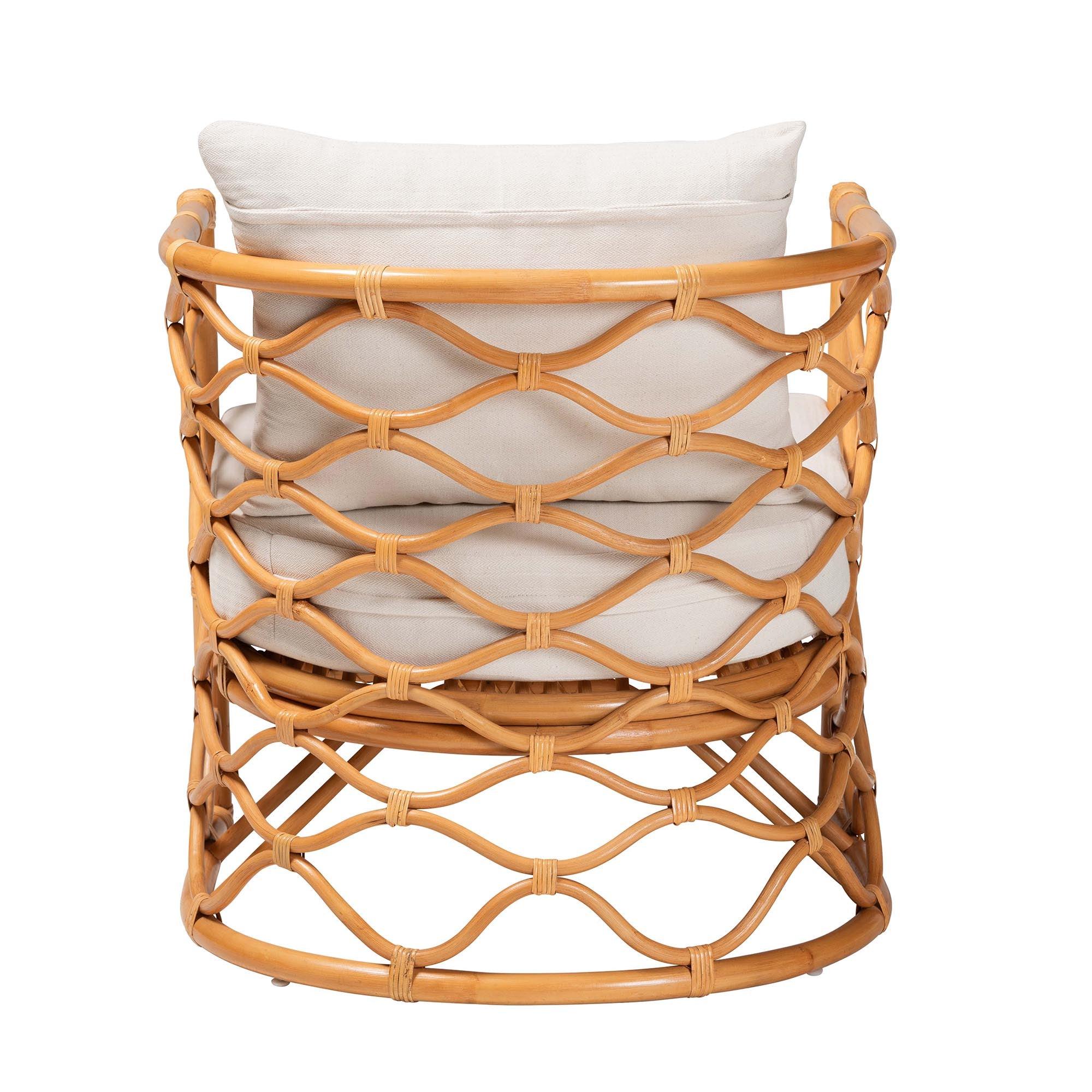 bali & pari Acelynn Bohemian Light Honey Rattan Arm Chair