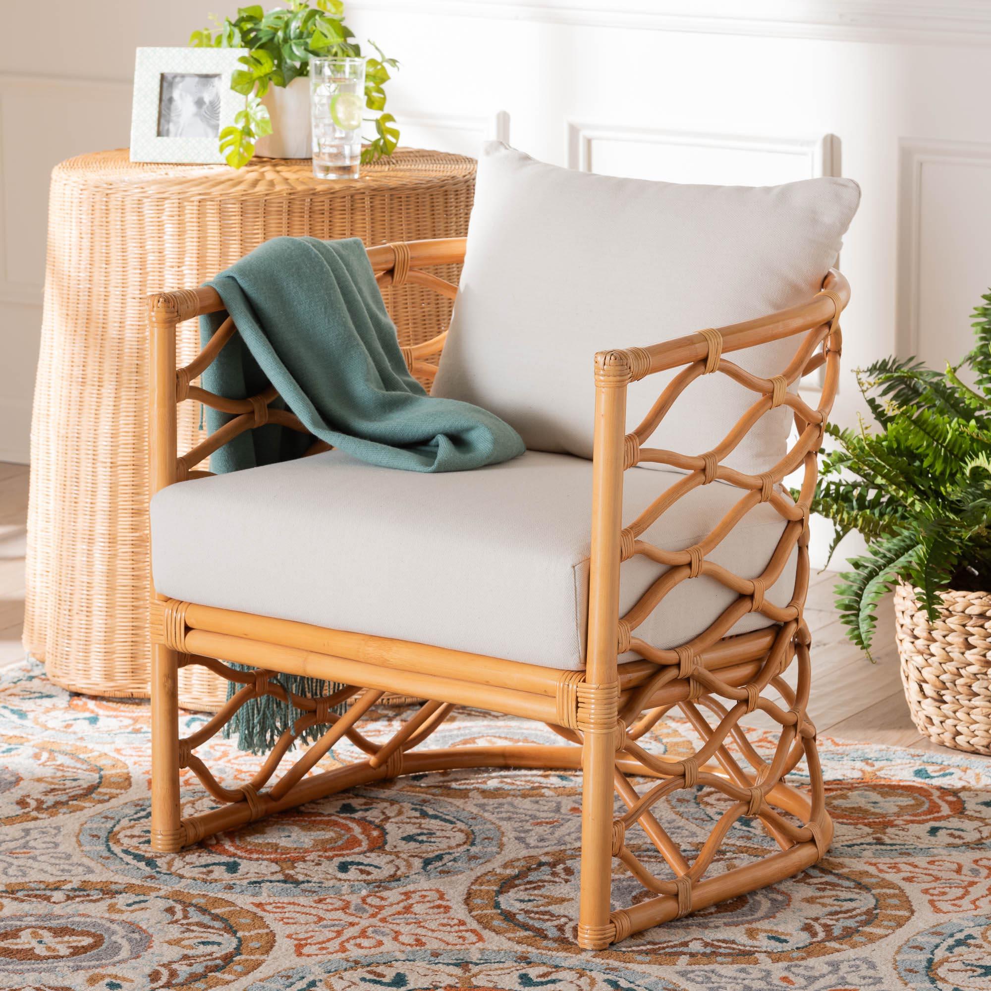 bali & pari Acelynn Bohemian Light Honey Rattan Arm Chair