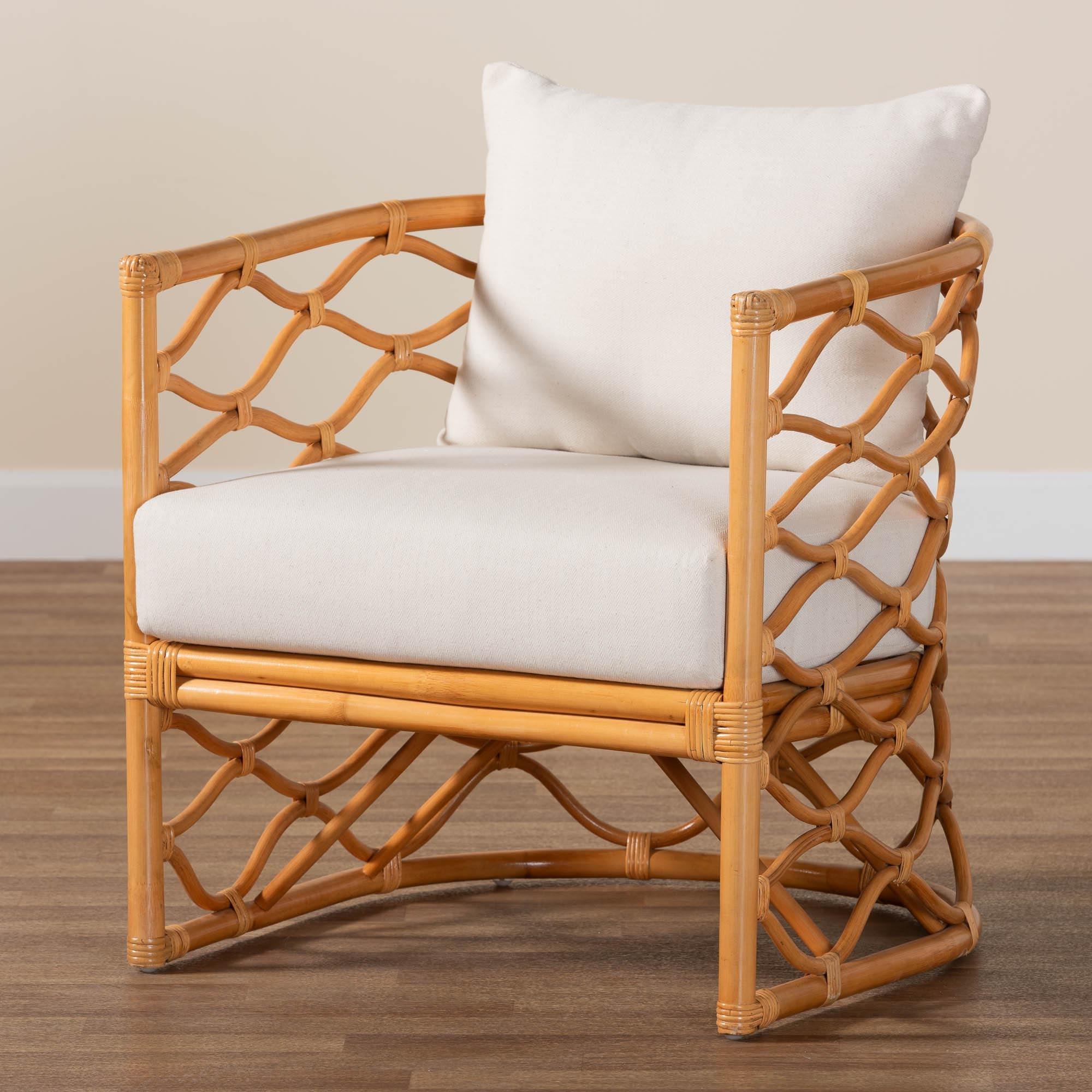 bali & pari Acelynn Bohemian Light Honey Rattan Arm Chair