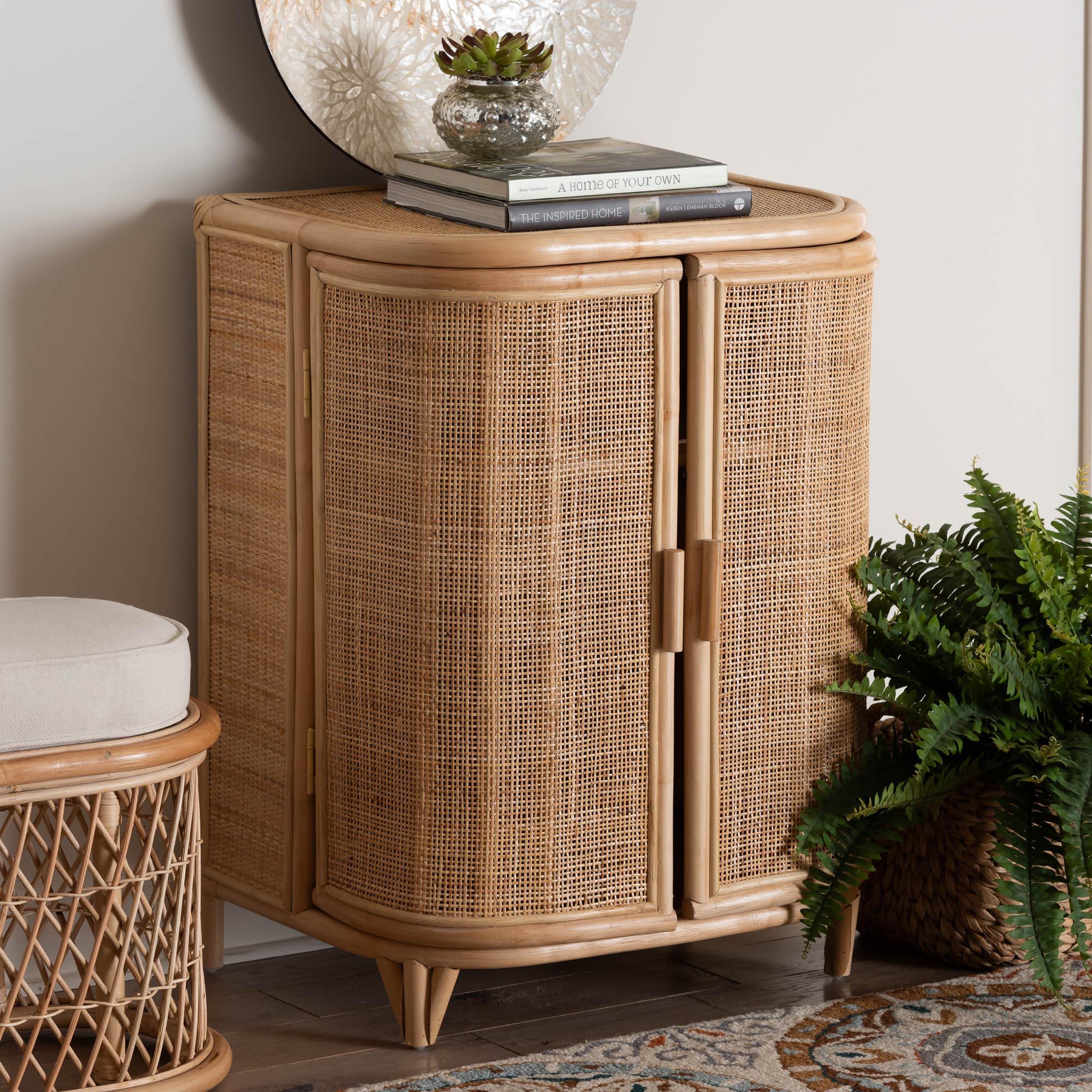 bali & pari Yanka Bohemian Rattan Storage Cabinet