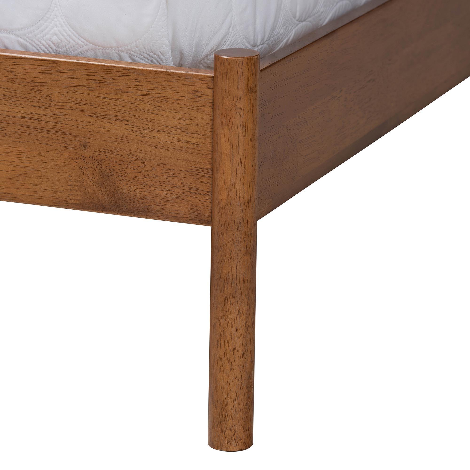 Edwina Mid-Century Light Boucle Fabric and Wood Platform Bed