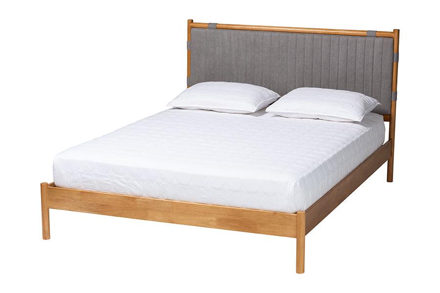 Jaiana Mid-Century Fabric and Wood Bed