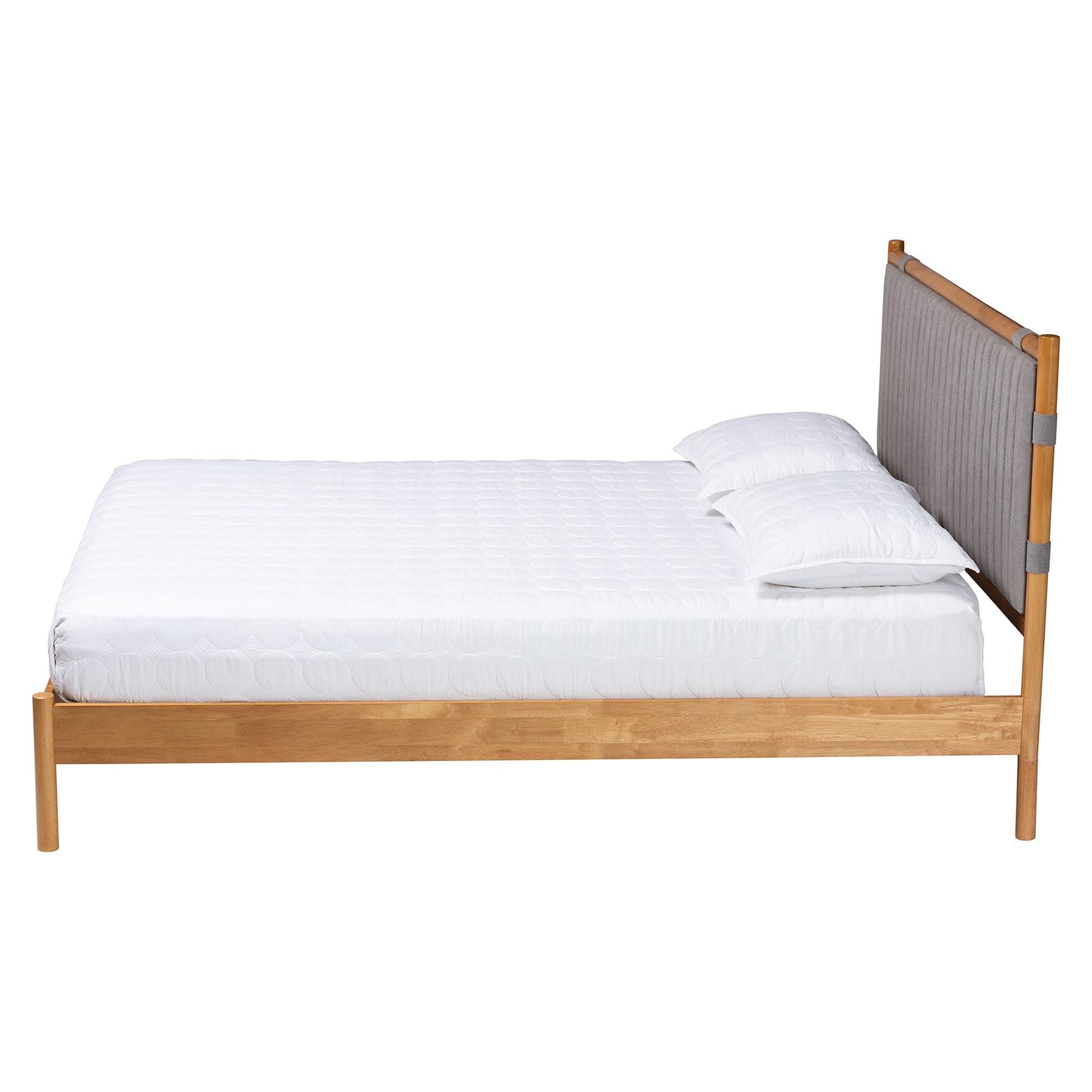 Jaiana Mid-Century Fabric and Wood Bed