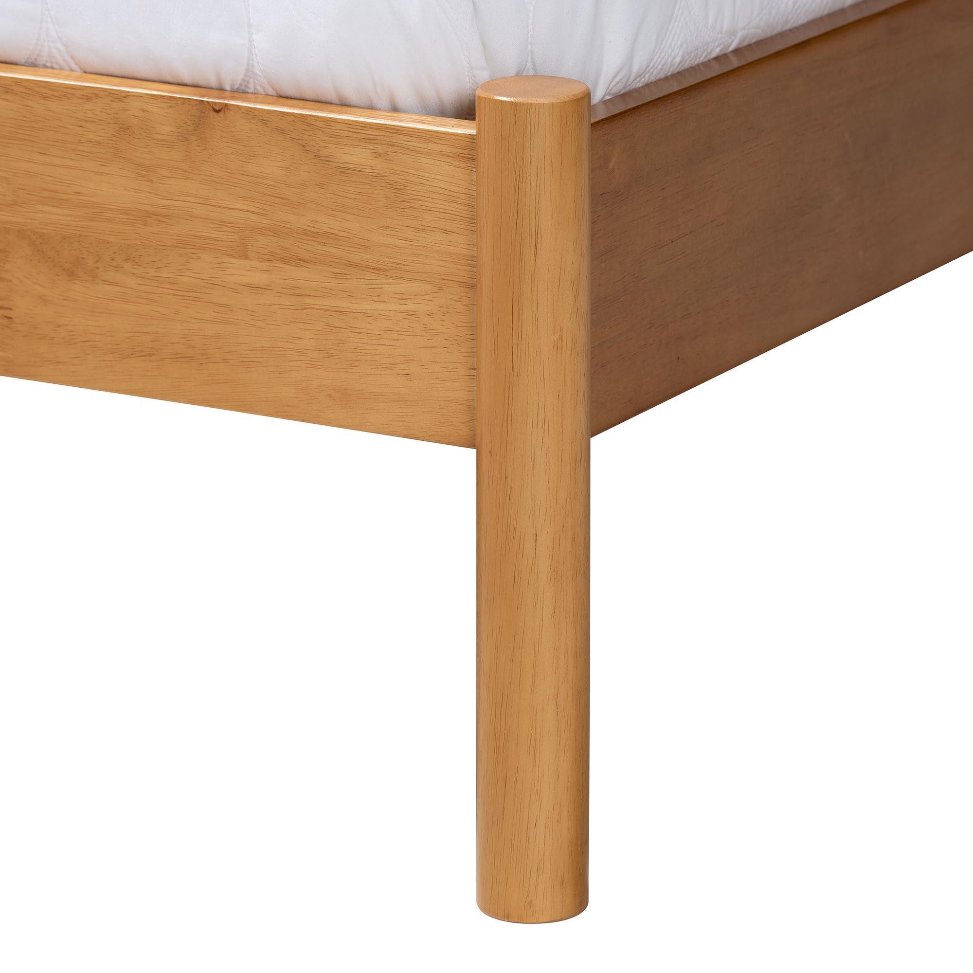 Jaiana Mid-Century Fabric and Wood Bed