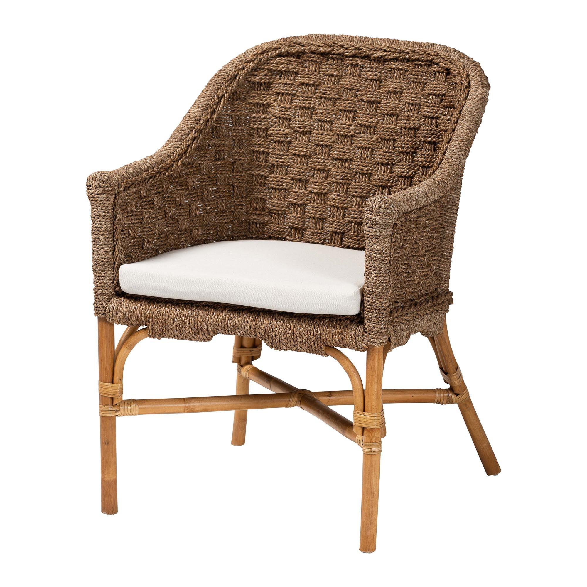 bali & pari Luis Bohemian Seagrass and Rattan Arm Chair