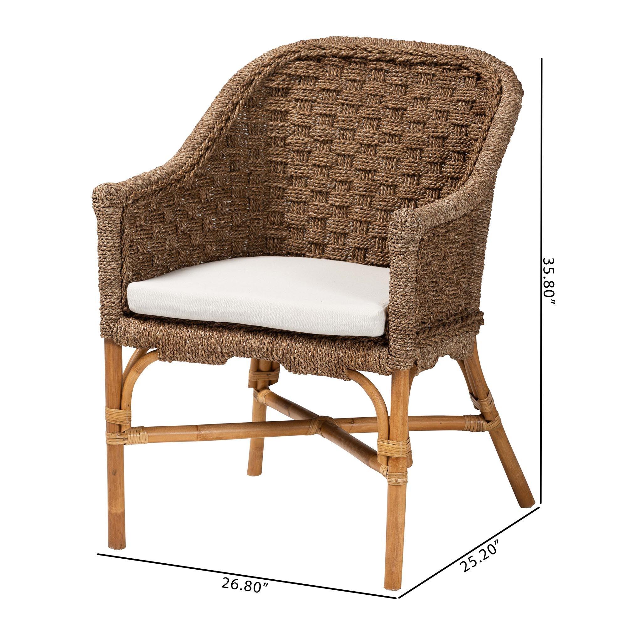 bali & pari Luis Bohemian Seagrass and Rattan Arm Chair