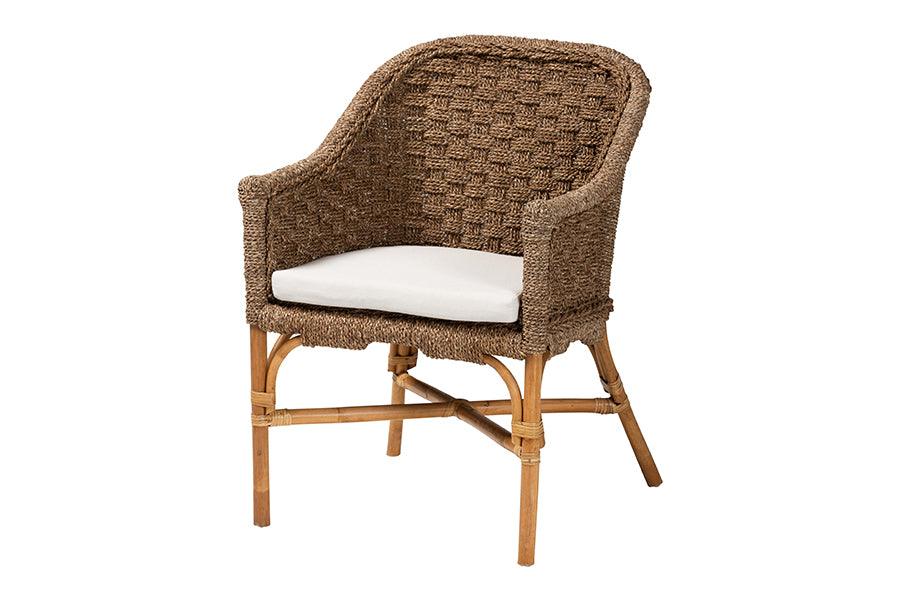 bali & pari Luis Bohemian Seagrass and Rattan Arm Chair