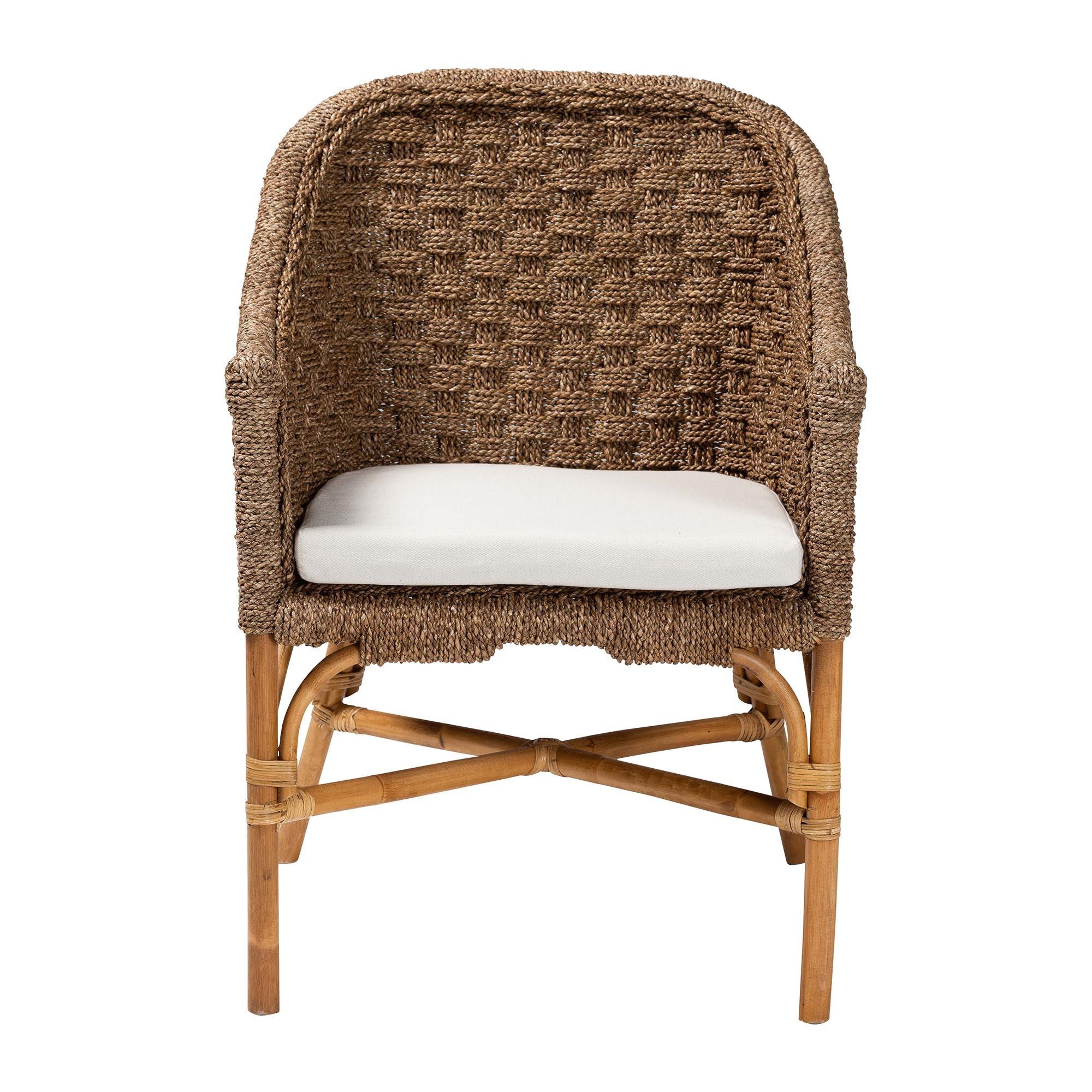 bali & pari Luis Bohemian Seagrass and Rattan Arm Chair