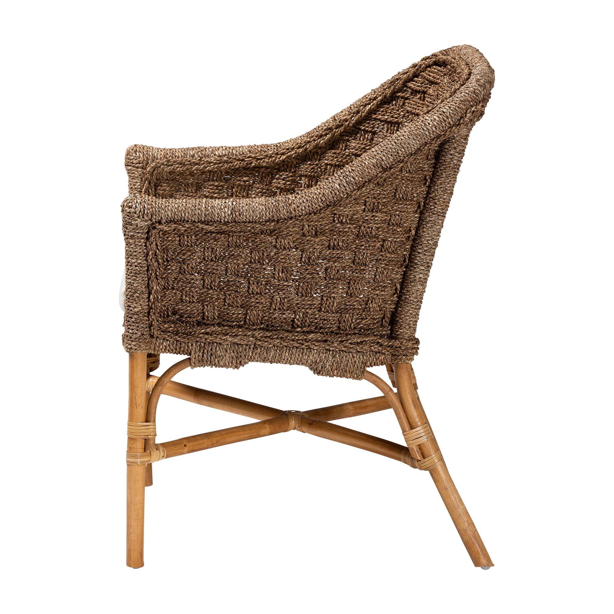 bali & pari Luis Bohemian Seagrass and Rattan Arm Chair