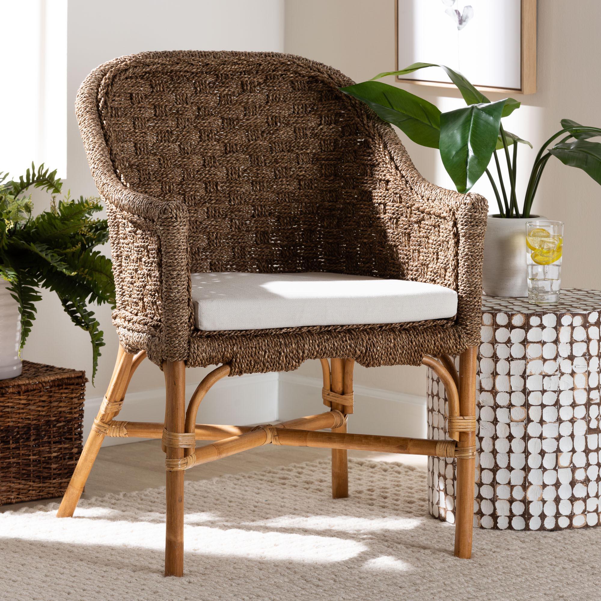 bali & pari Luis Bohemian Seagrass and Rattan Arm Chair