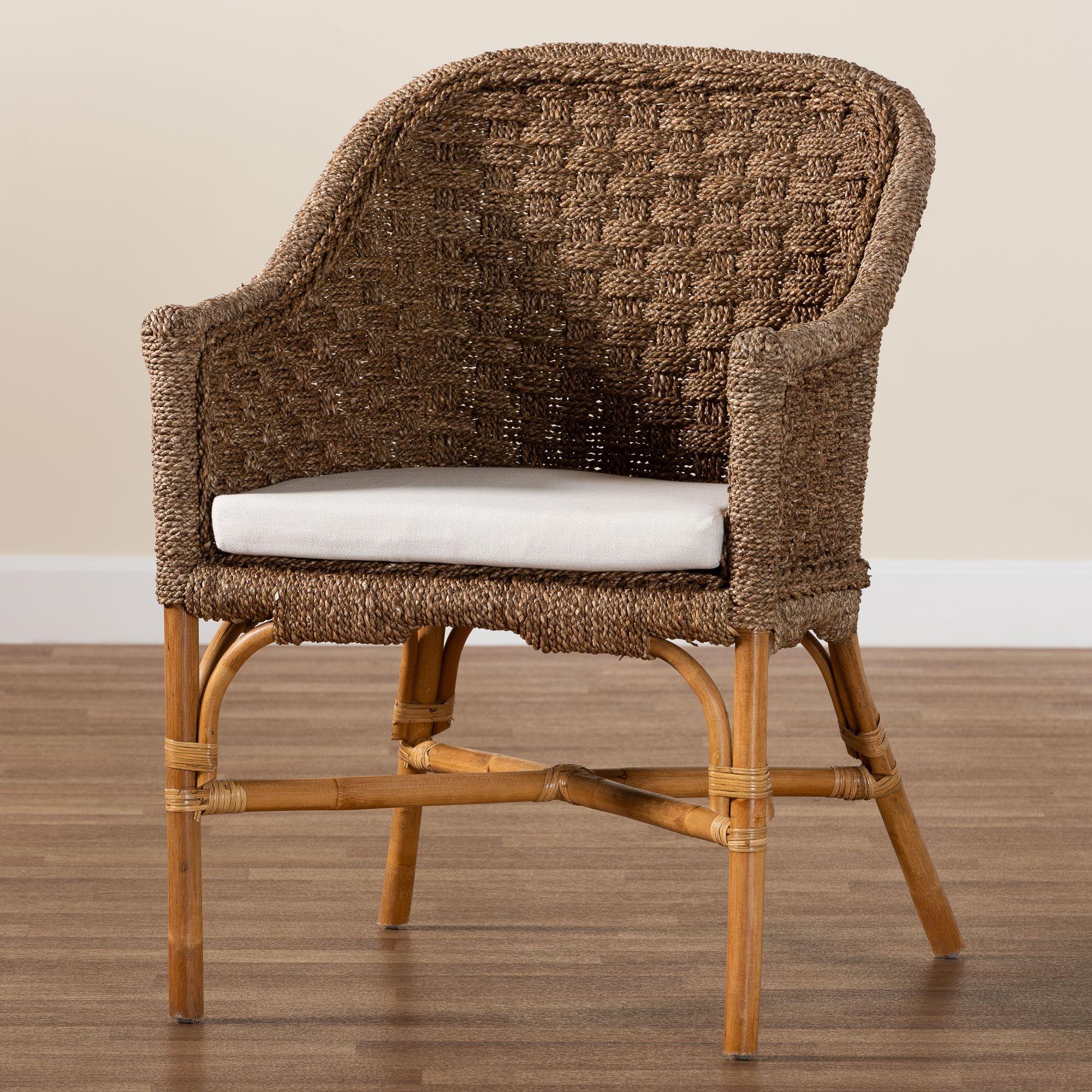 bali & pari Luis Bohemian Seagrass and Rattan Arm Chair