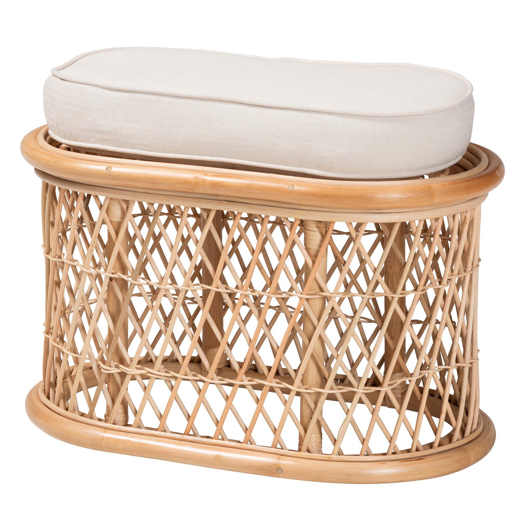 bali & pari Ladonna Bohemian Rattan Ottoman Footstool