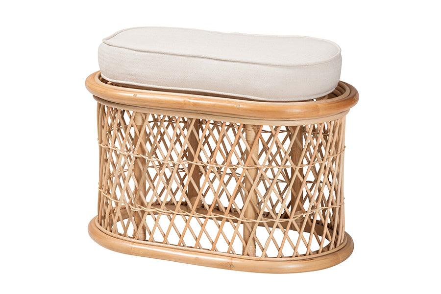 bali & pari Ladonna Bohemian Rattan Ottoman Footstool