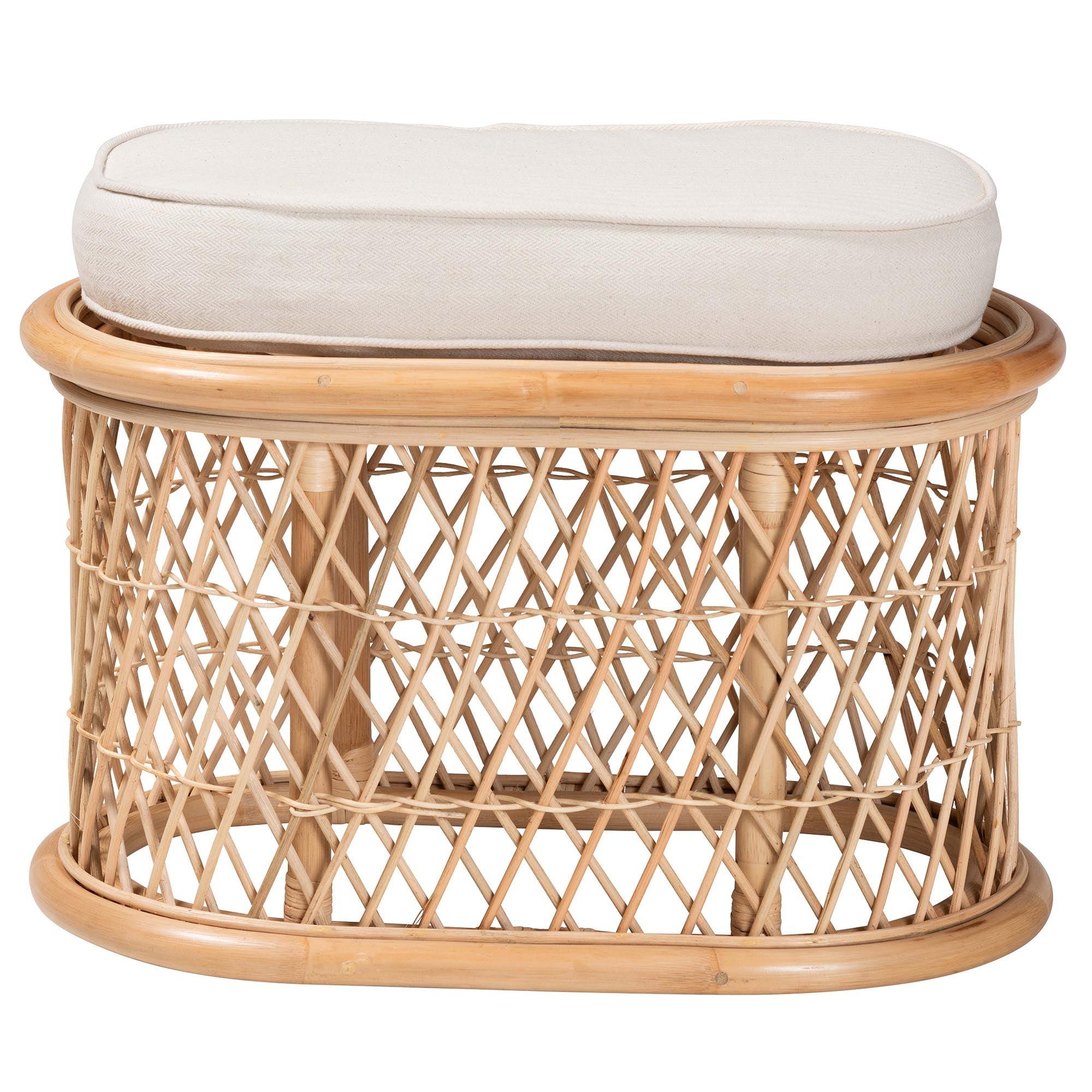 bali & pari Ladonna Bohemian Rattan Ottoman Footstool