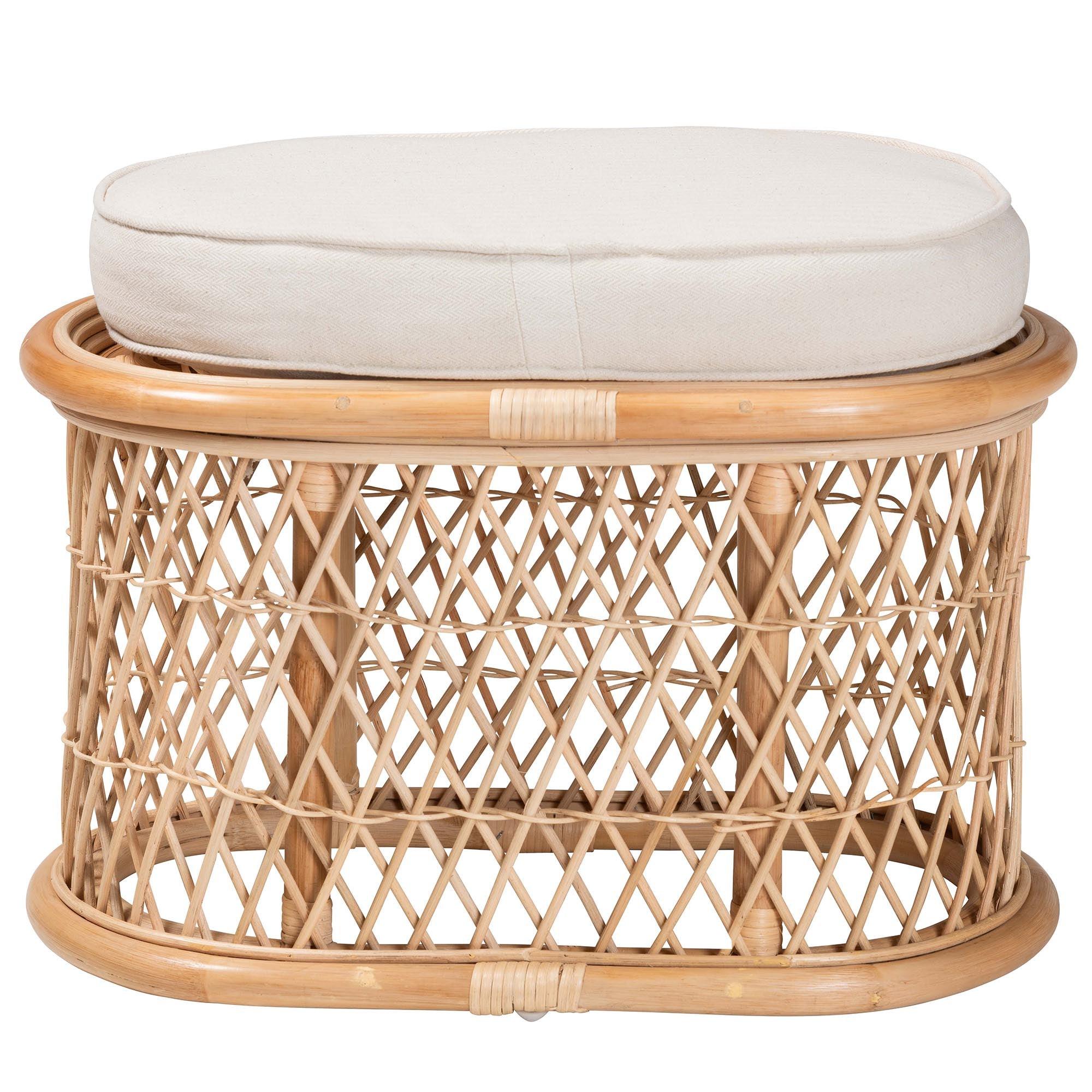 bali & pari Ladonna Bohemian Rattan Ottoman Footstool