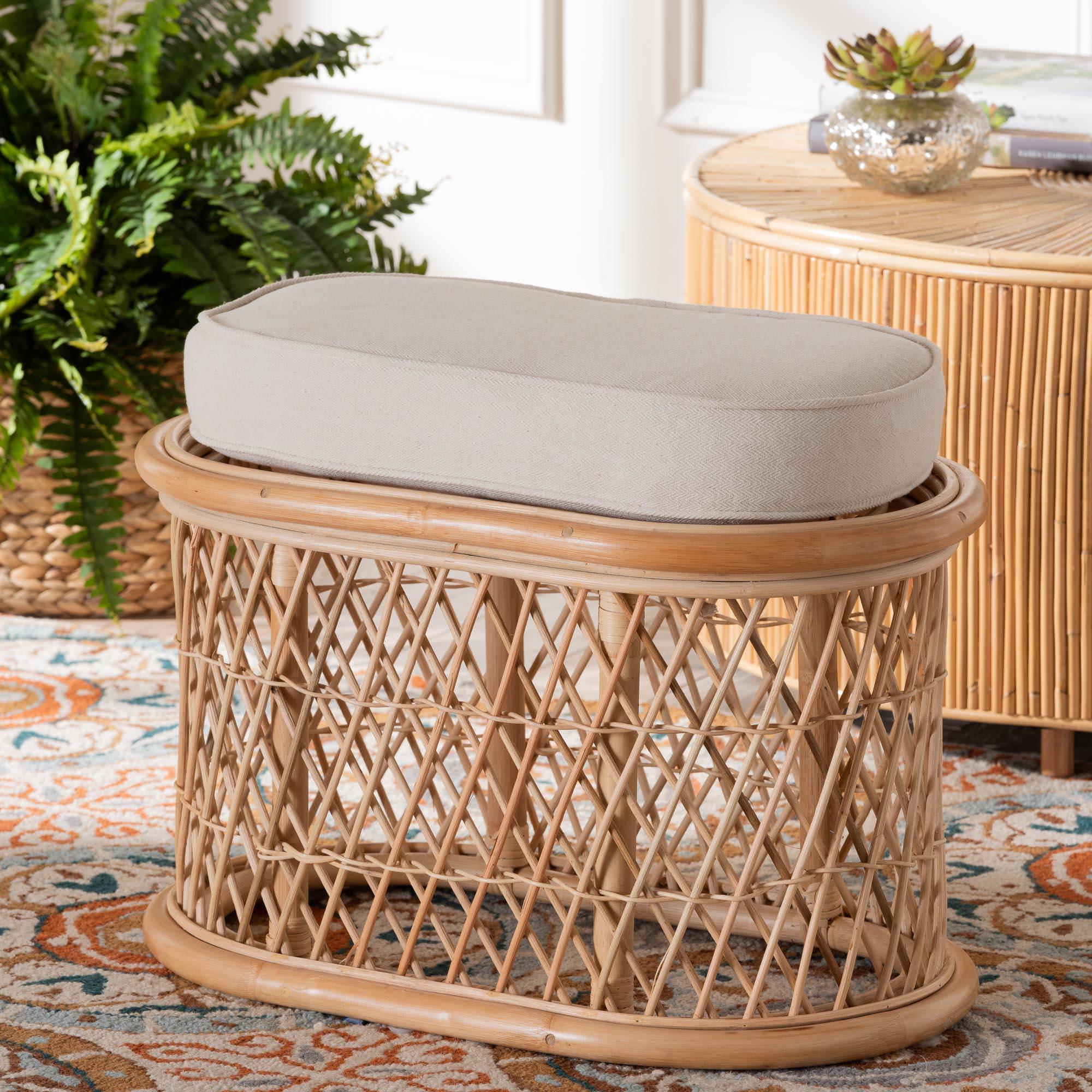 bali & pari Ladonna Bohemian Rattan Ottoman Footstool