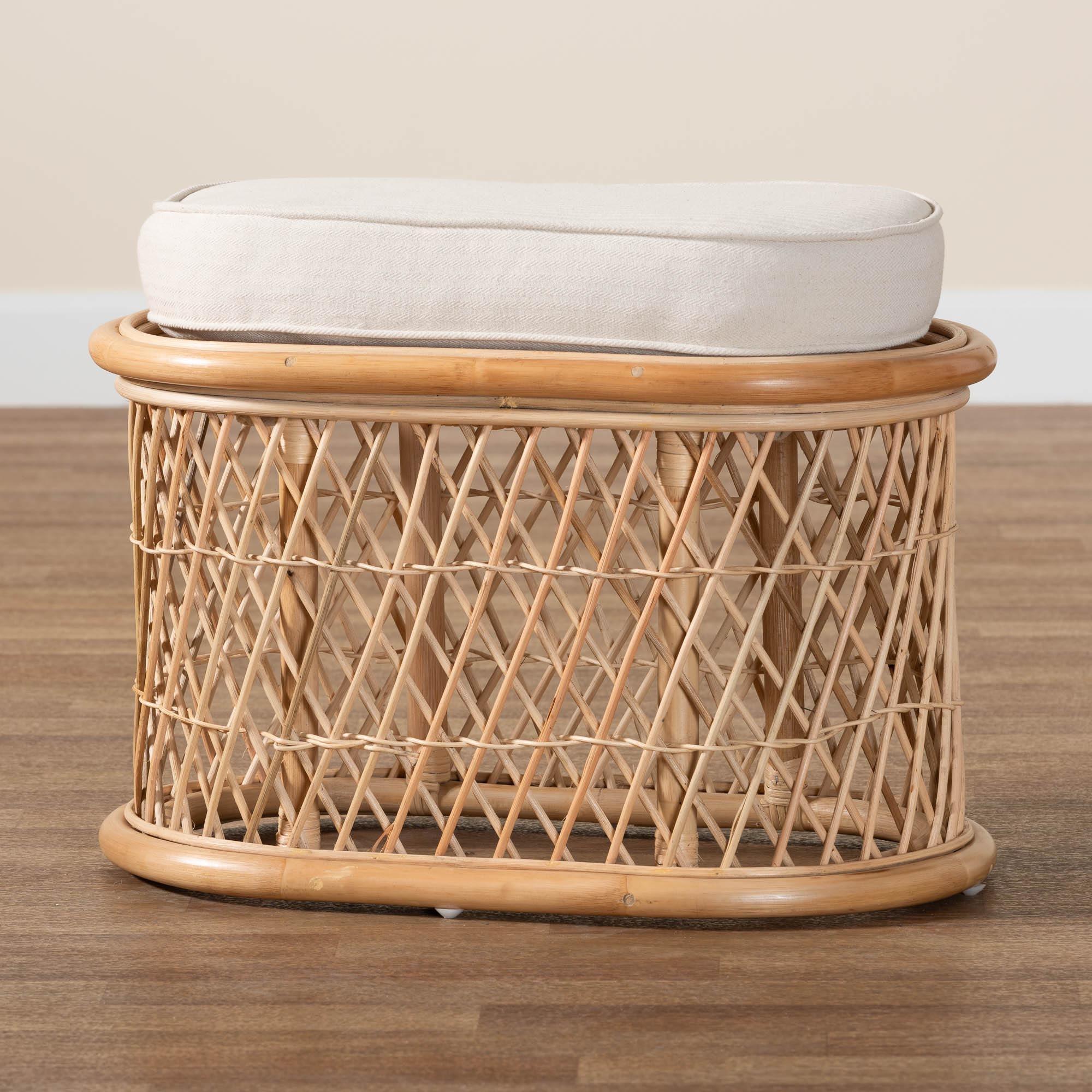 bali & pari Ladonna Bohemian Rattan Ottoman Footstool