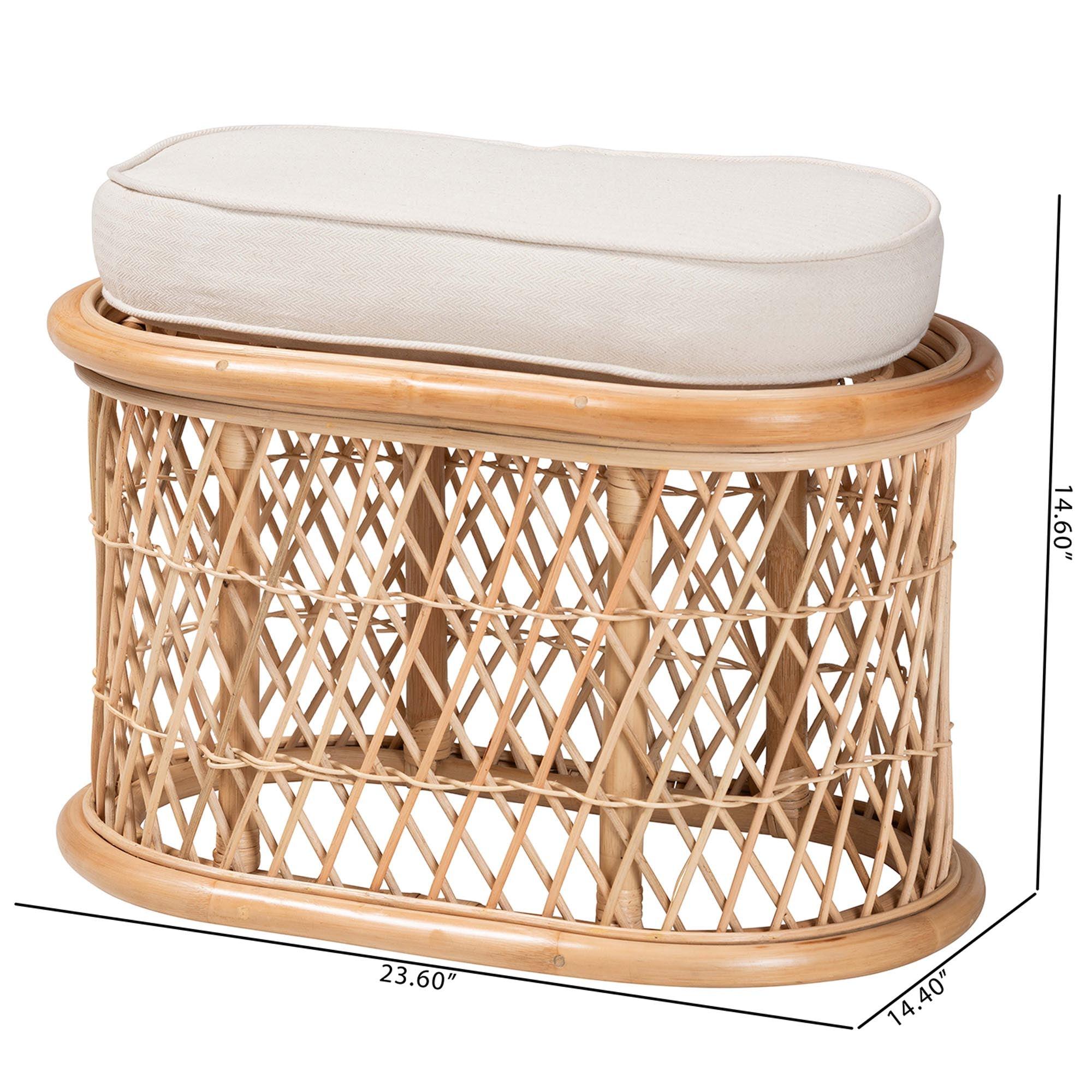 bali & pari Ladonna Bohemian Rattan Ottoman Footstool