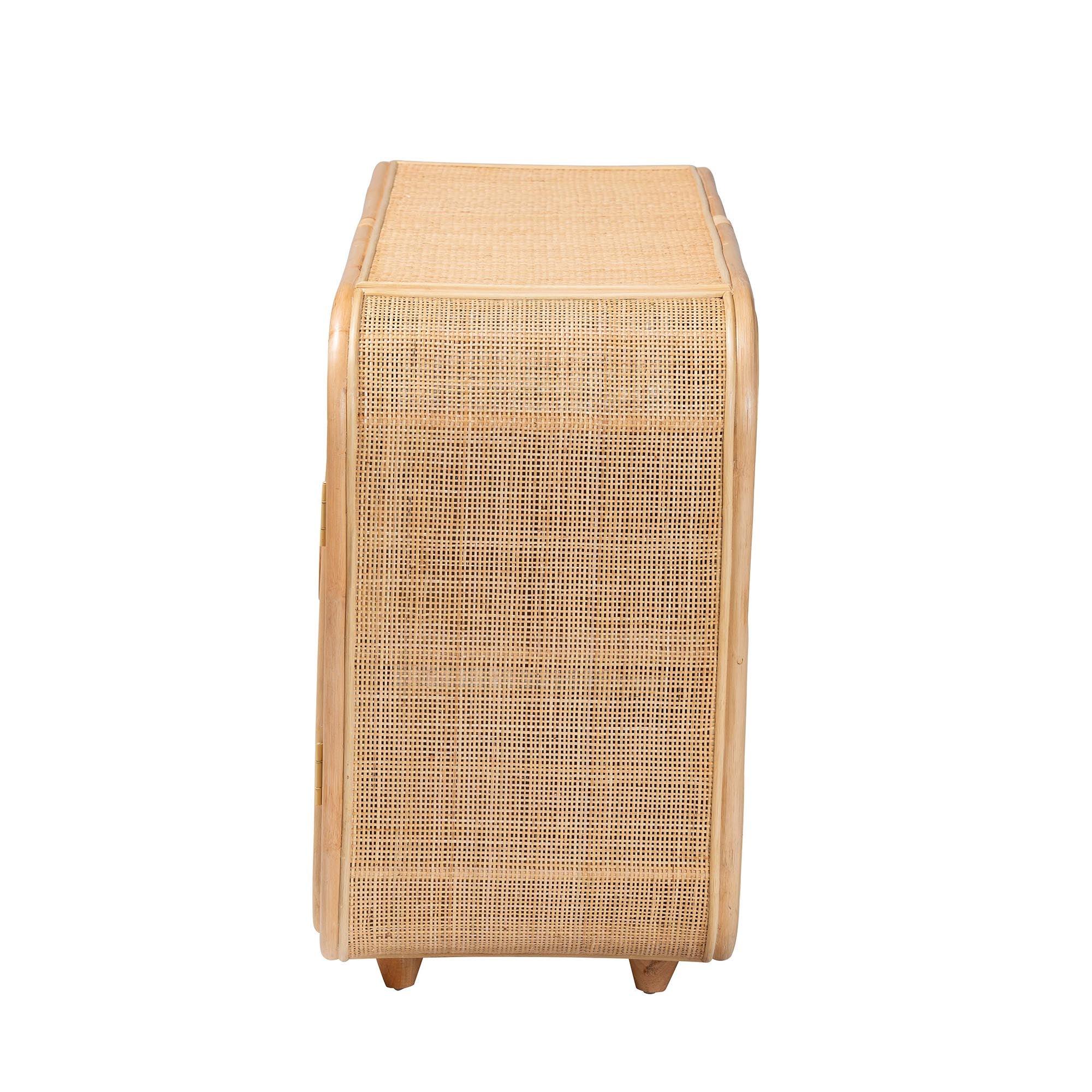 bali & pari Evania Bohemian Rattan 3-Door Storage Cabinet