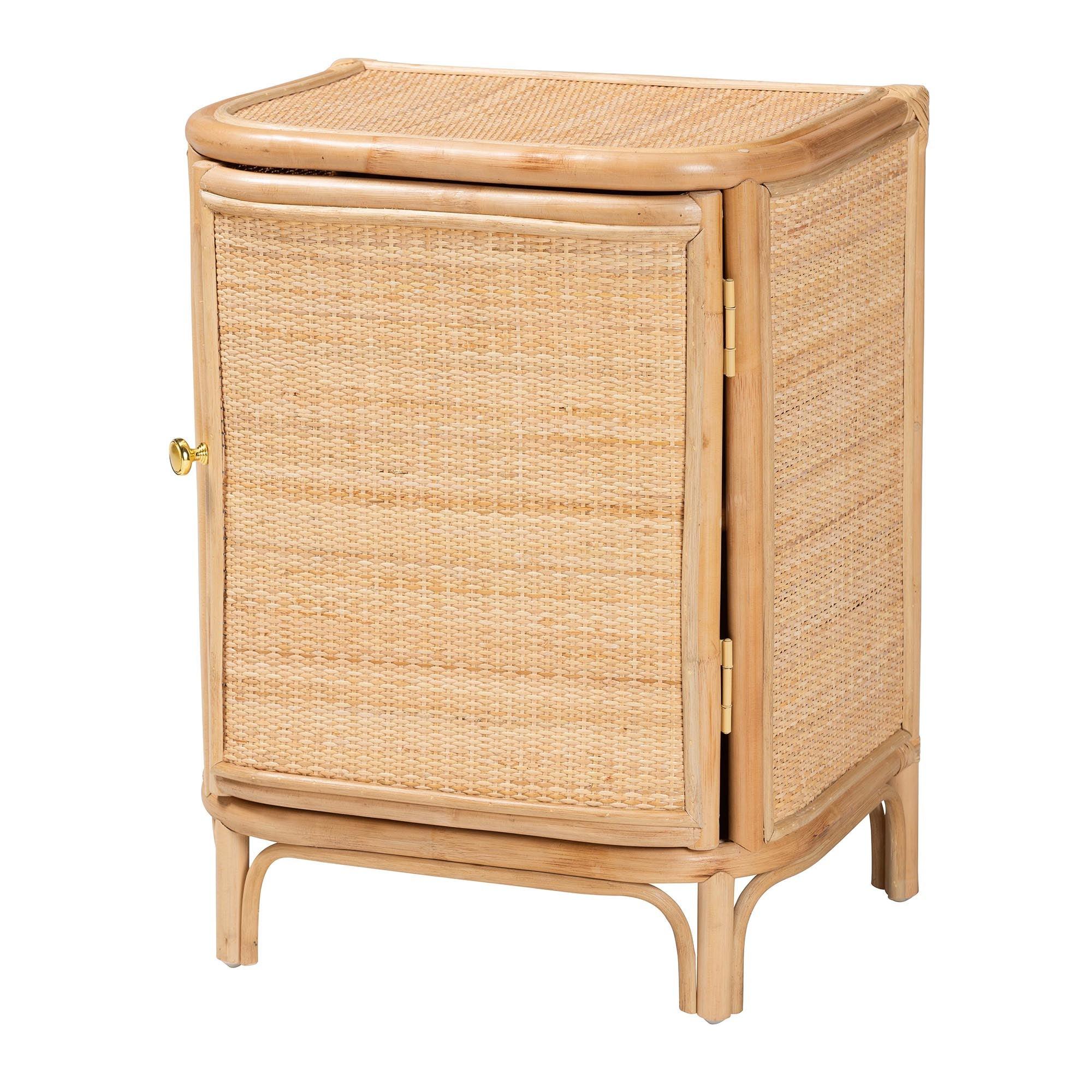 bali & pari Kiara Bohemian Rattan Nightstand