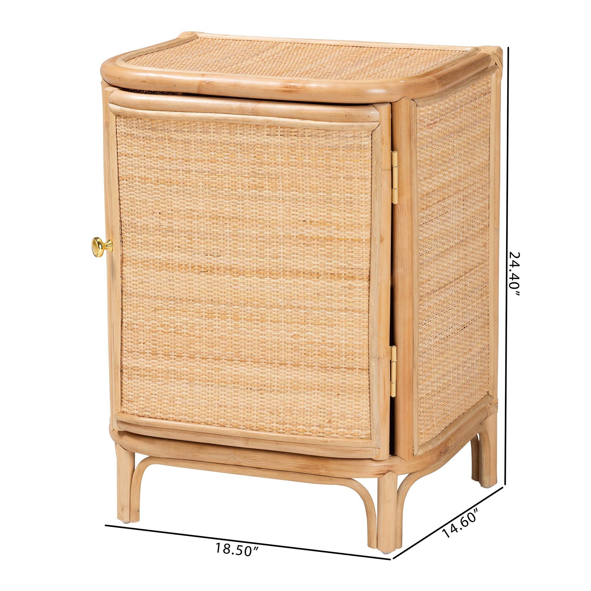 bali & pari Kiara Bohemian Rattan Nightstand