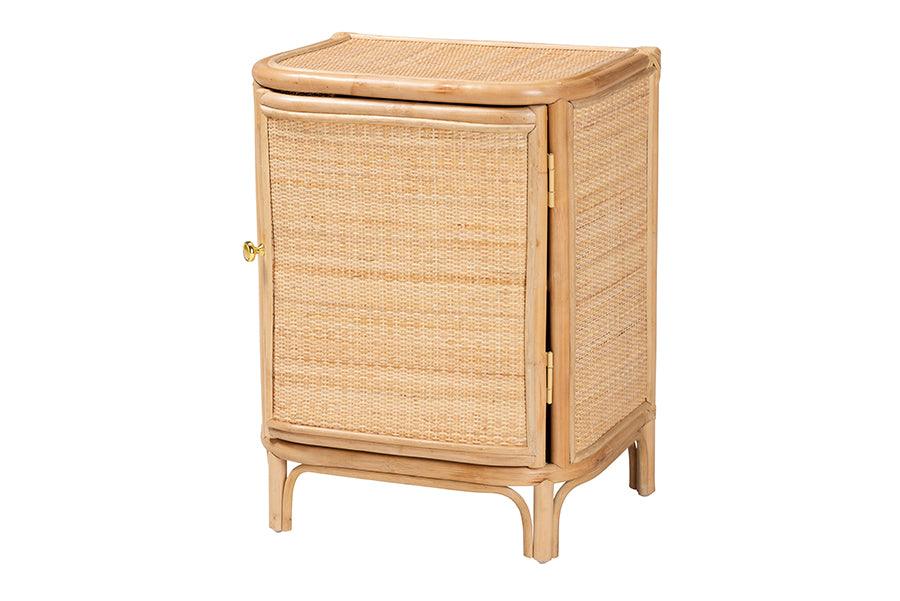 bali & pari Kiara Bohemian Rattan Nightstand