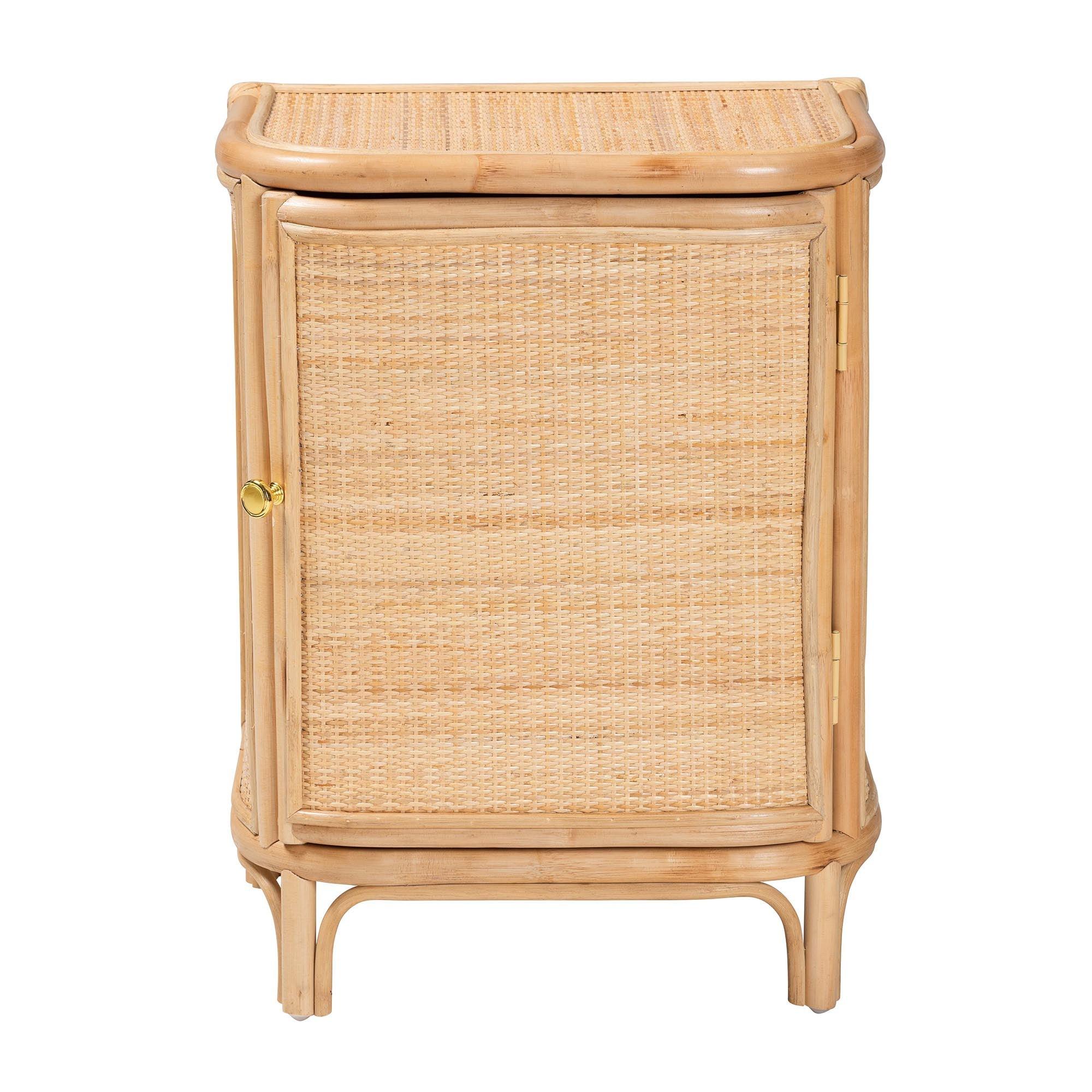 bali & pari Kiara Bohemian Rattan Nightstand