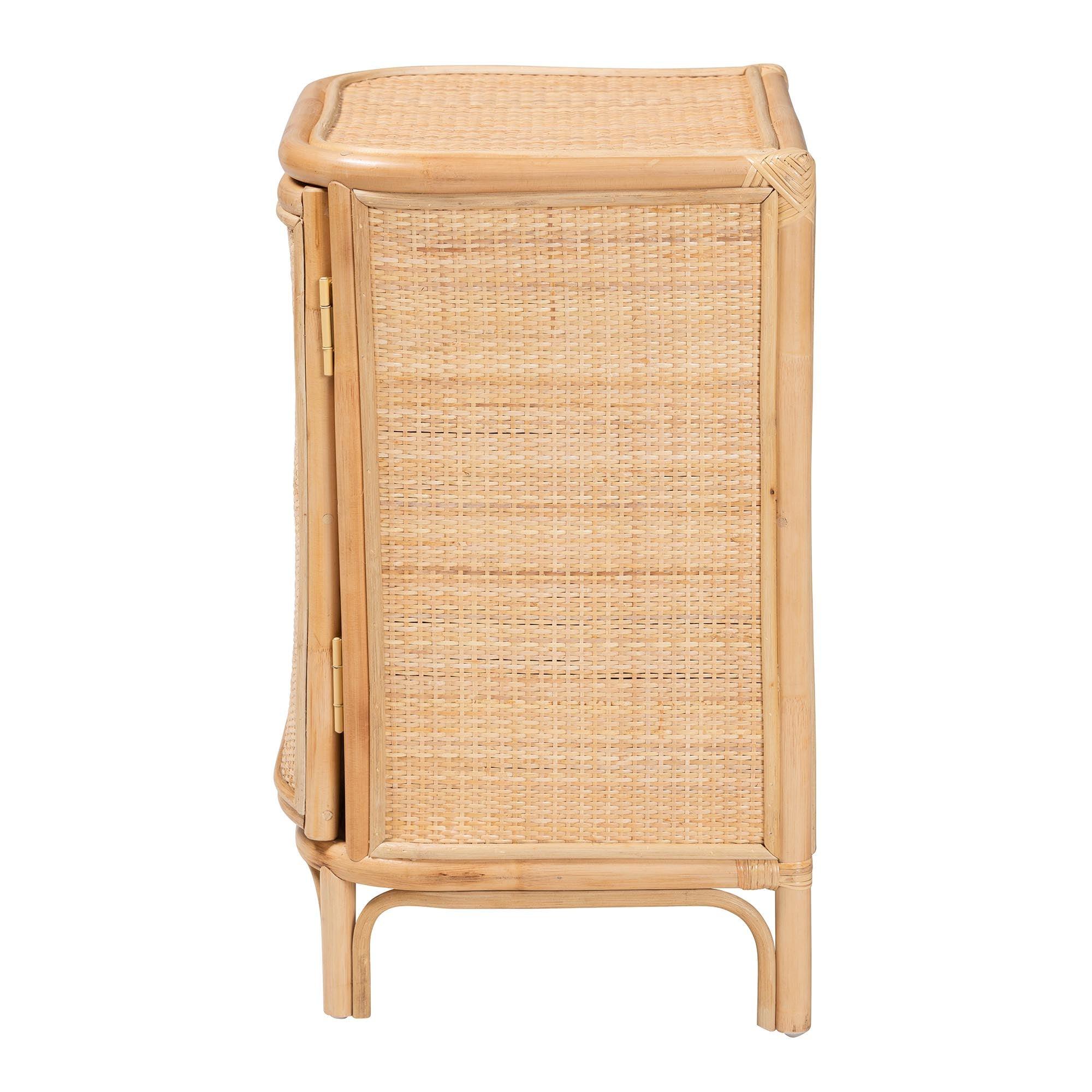 bali & pari Kiara Bohemian Rattan Nightstand