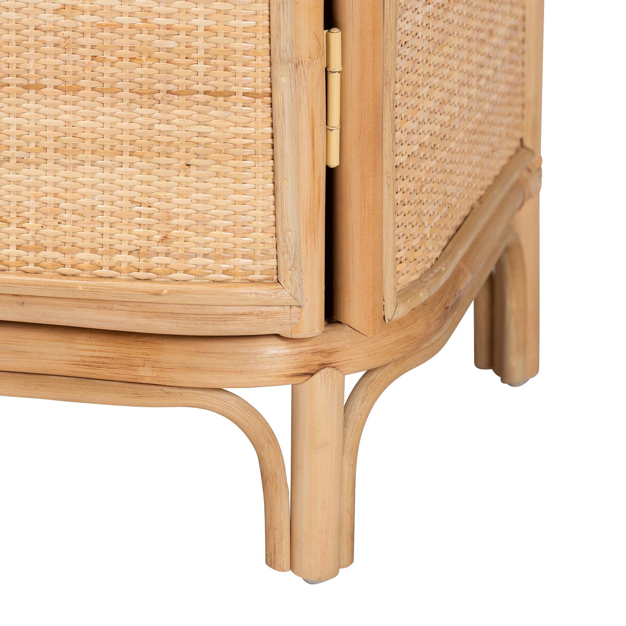 bali & pari Kiara Bohemian Rattan Nightstand