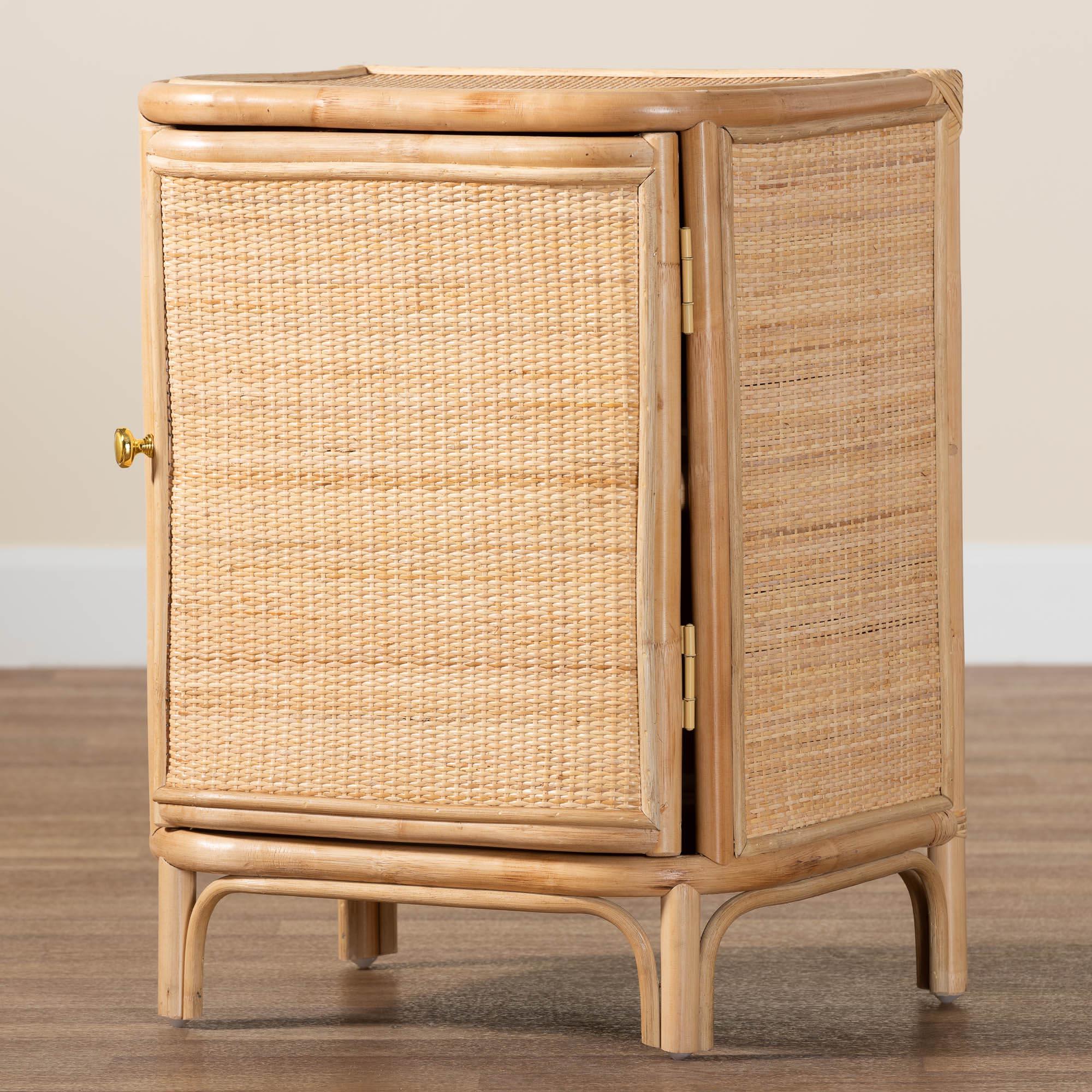 bali & pari Kiara Bohemian Rattan Nightstand