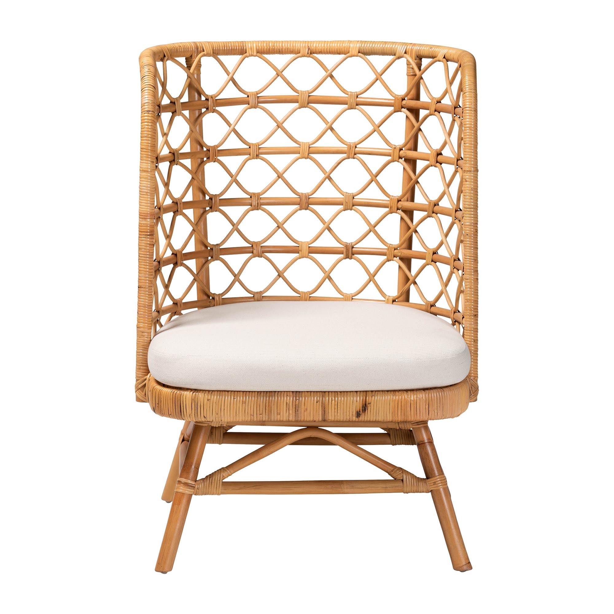 bali & pari ia Bohemian Light Honey Rattan Accent Chair