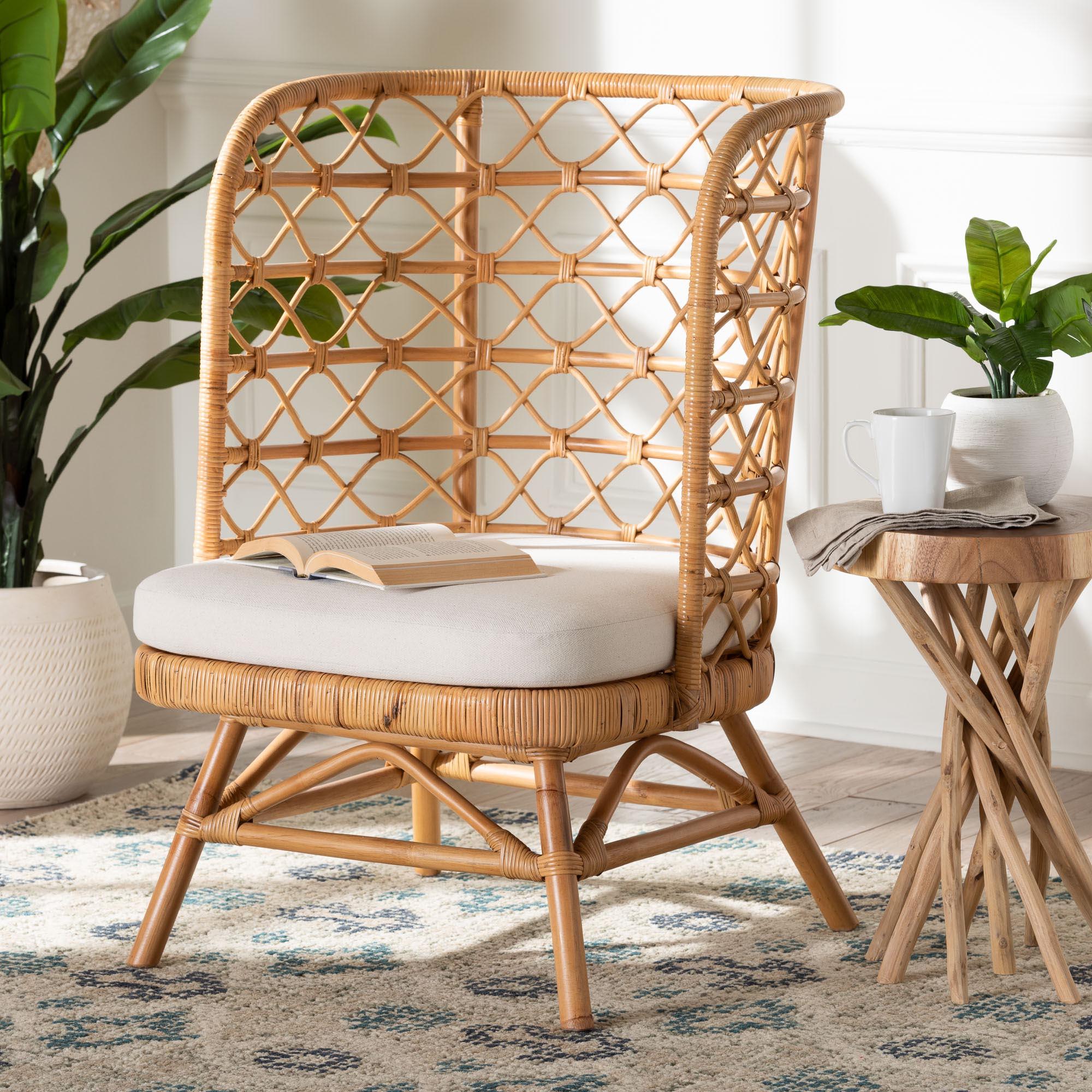 bali & pari ia Bohemian Light Honey Rattan Accent Chair