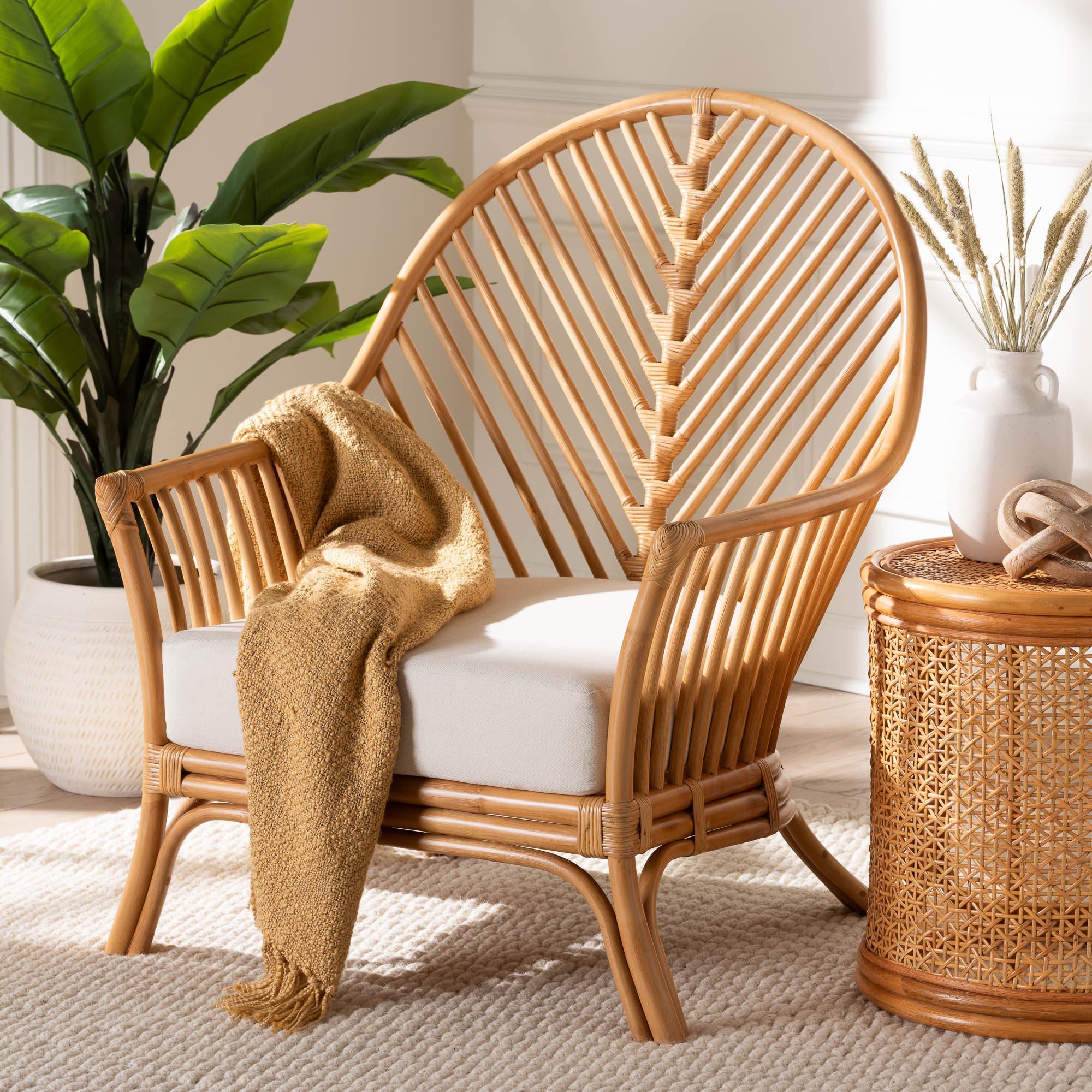 bali & pari Lisabon Bohemian Light Honey Rattan Arm Chair